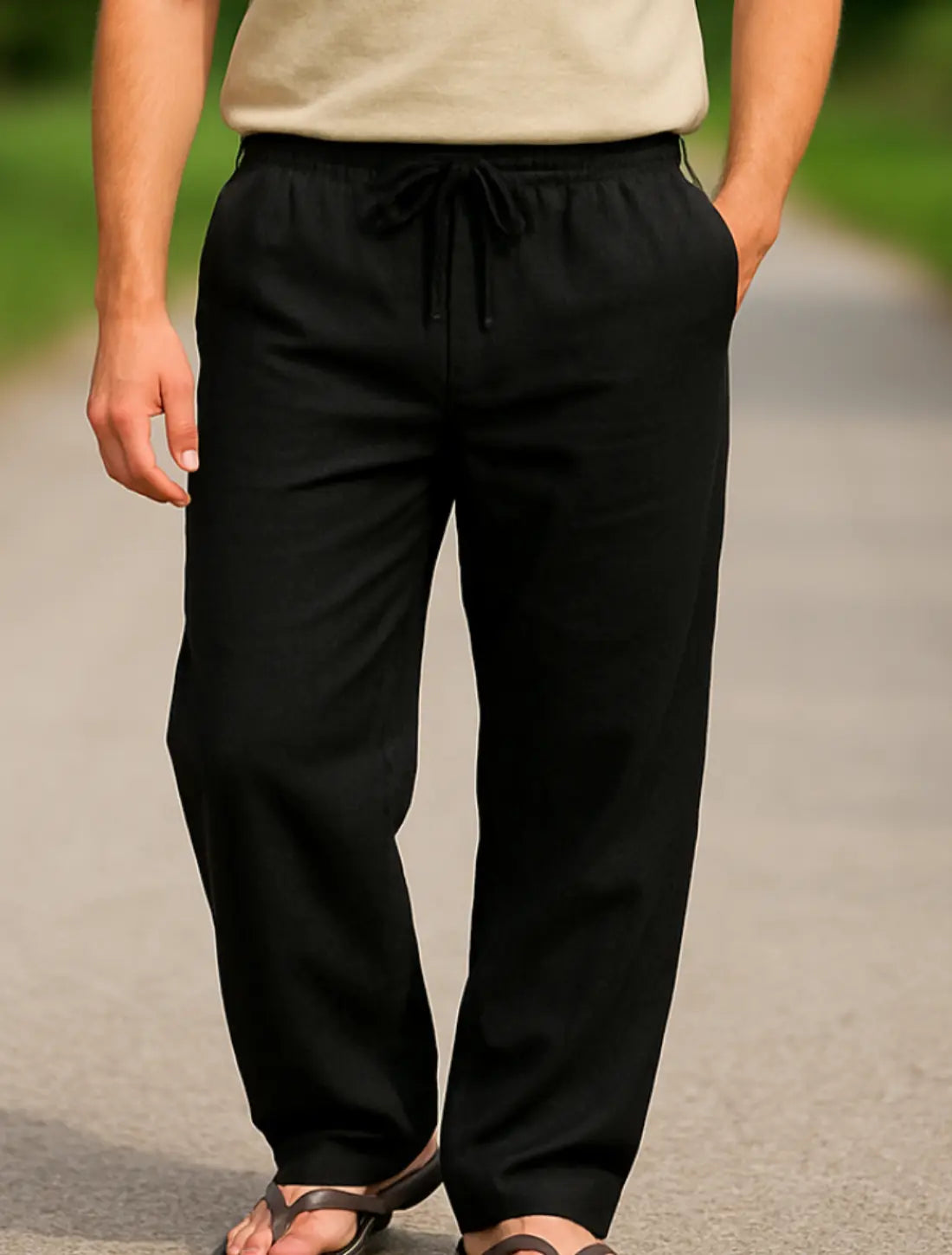 Heren Zomerbroek, Ademende Losse Rechte Broek, Casual Effen Kleur Streetwear | VIQA VIQA© NEDERLANDZwart / 2XL