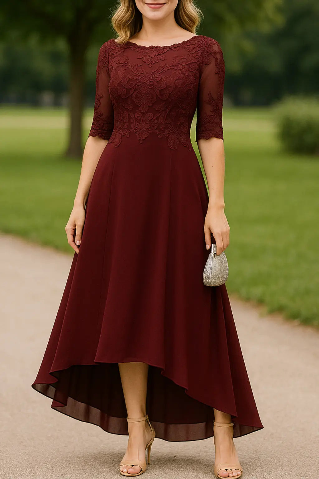 Dames Maxi Gala Jurk, Elegante Lange Bruiloft A-Lijn Feestjurk | VIQA VIQA© NEDERLANDWijnrood-2XL