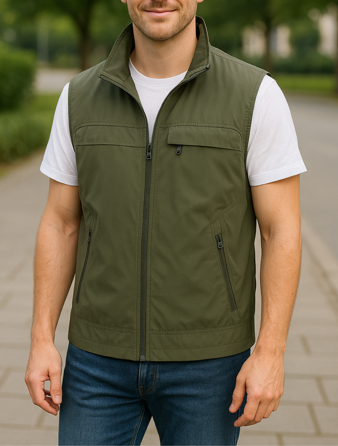 Sneldrogend Mouwloos Vest Met Meerdere Zakken Voor Heren, Casual Vest Met Opstaande Kraag Voor Buitengebruik | VIQA VIQA© NEDERLAND