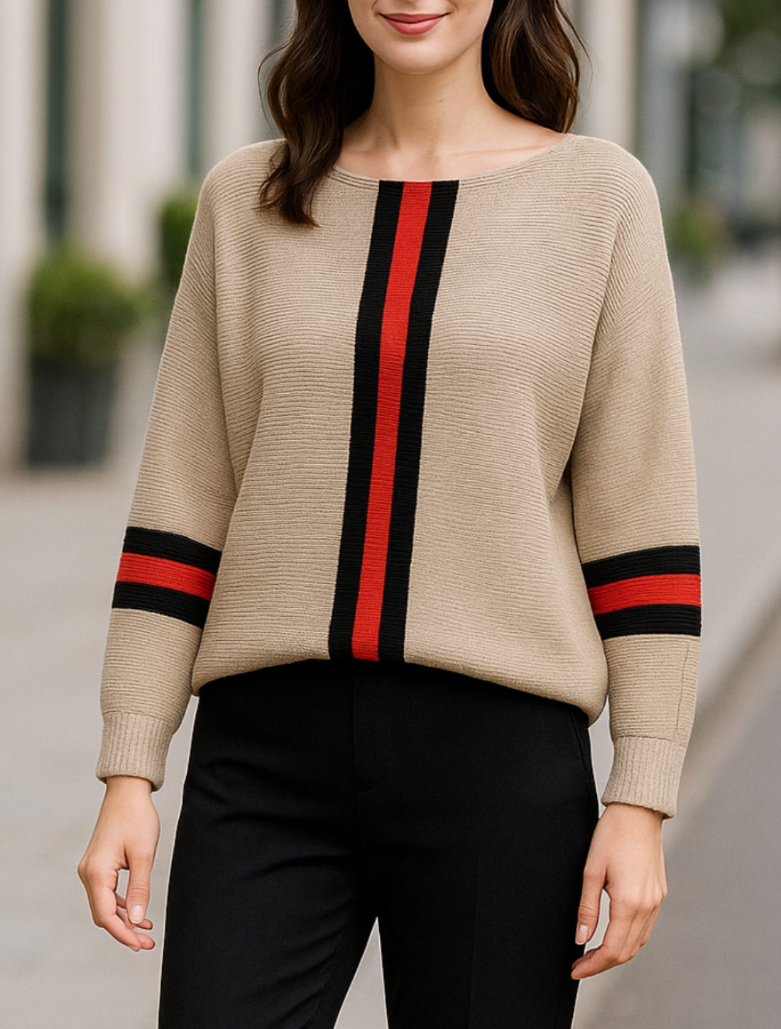 Verticale Streep Trui Voor Dames, Losvallende Korte Mouw Casual Top | VIQA VIQA© NEDERLAND