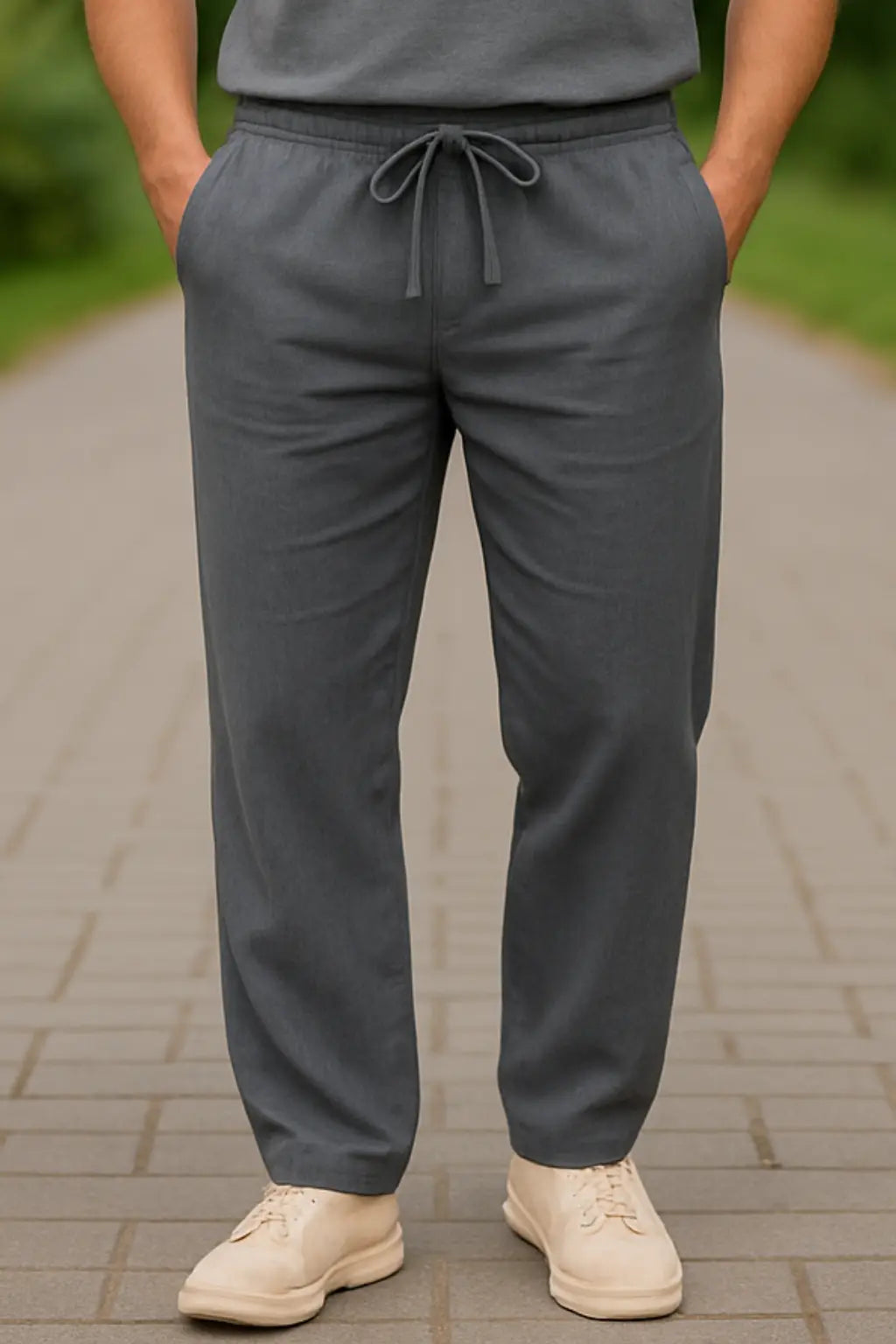 Heren Zomerbroek, Lichtgewicht Casual Broek Met Trekkoord En Rechte Pijpen | VIQA VIQA© NEDERLANDGrijs / 2XL