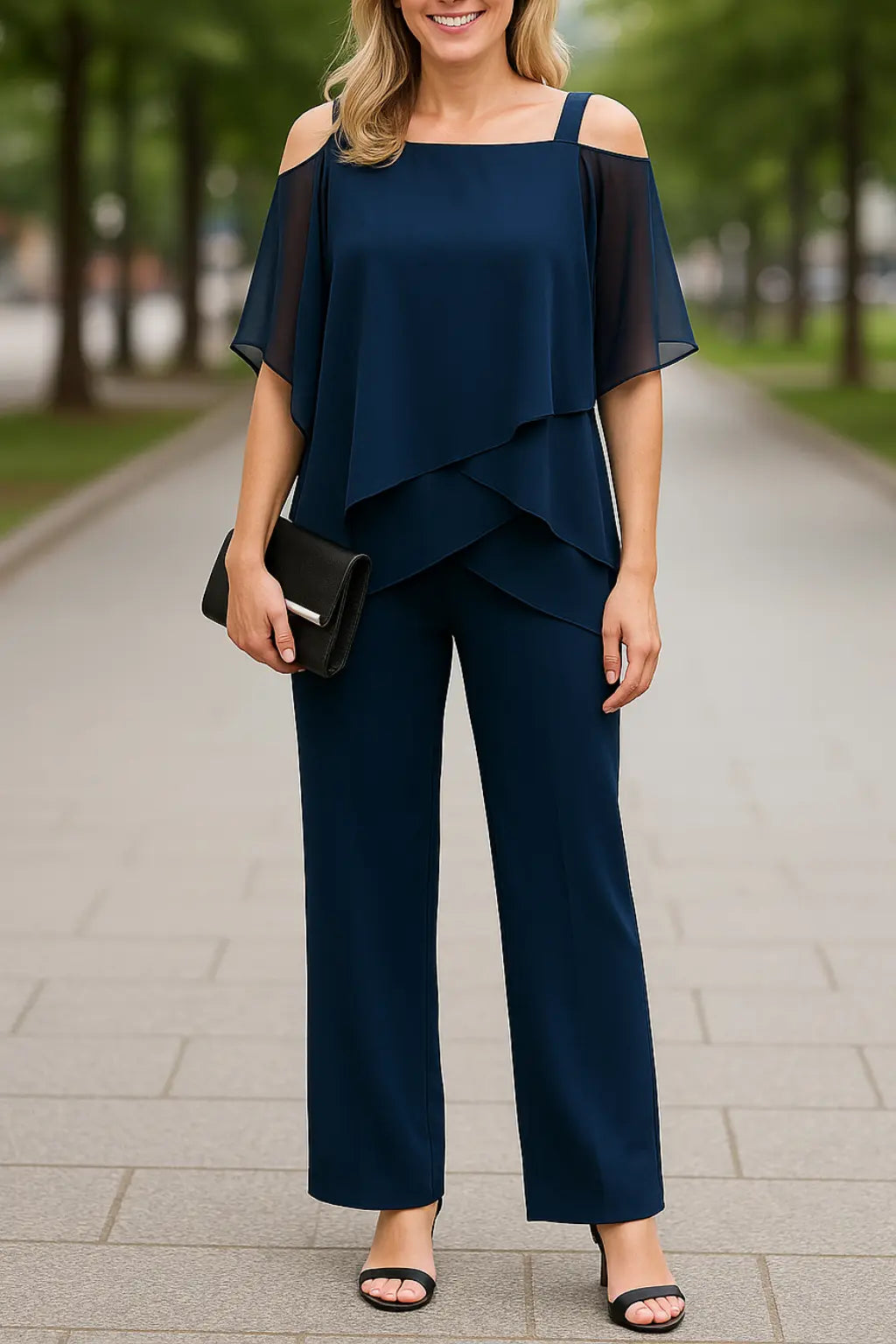 Dames Tweedelige Set, Los Fit Dolman Mouwen  Pak, Effen Kleur Casual Kleding | VIQA VIQA© NEDERLANDDonkerblauw / 2XL