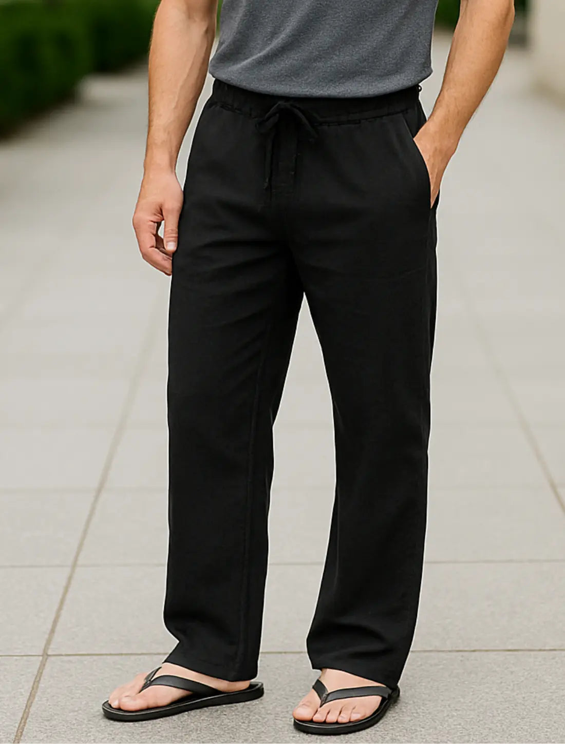 Lichtgewicht Herenbroek, Elastische Taillebroek, Casual Lange Zomerbroek | VIQA VIQA© NEDERLANDZwart-2XL