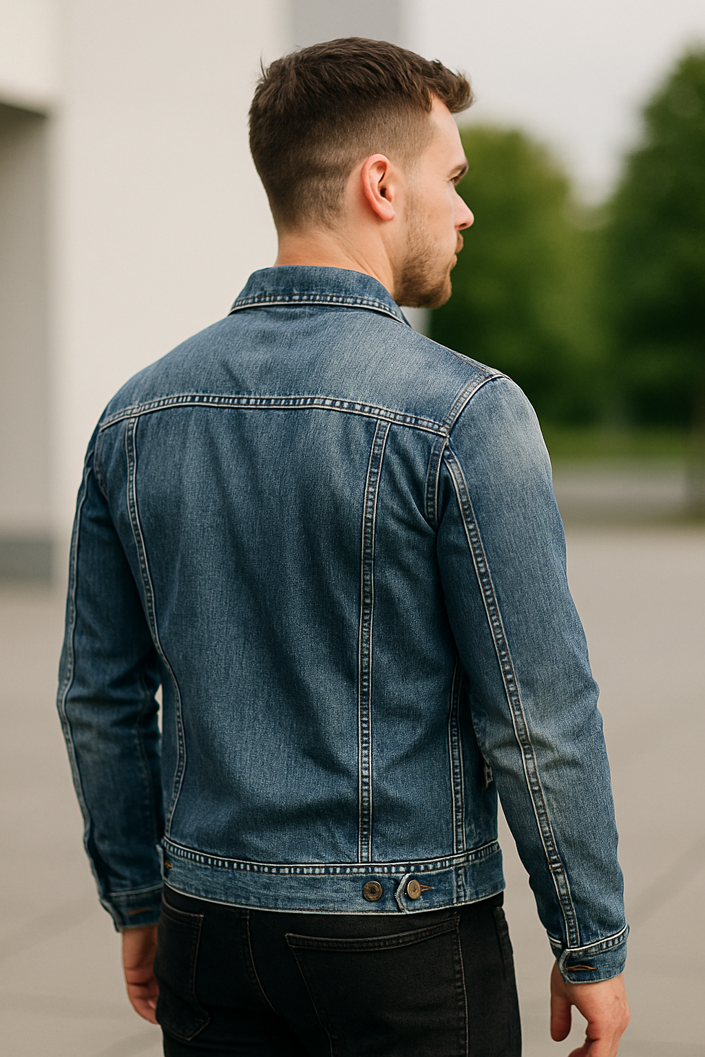 Heren spijkerjasje, slim fit casual revers retro motorjas | VIQA VIQA© NEDERLAND