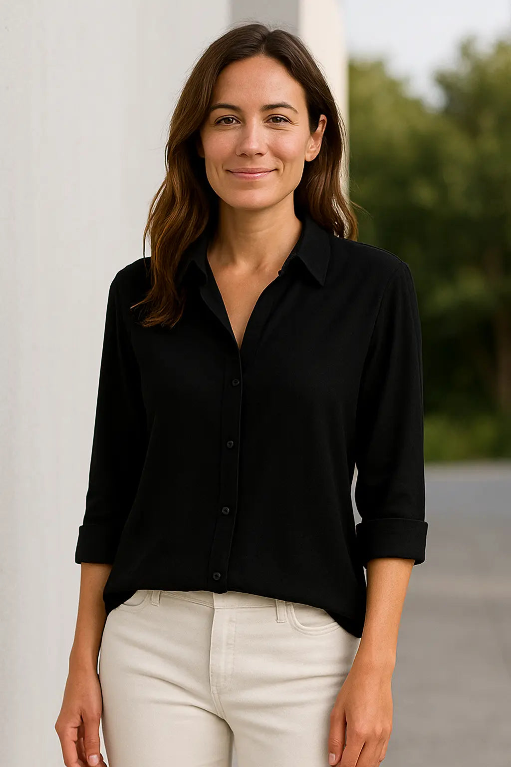 Dames Chiffon Blouse, Lange Mouwen Kap Los Pasvorm Shirt, Elegant Kantoor Tuniek Top | VIQA VIQA© NEDERLAND