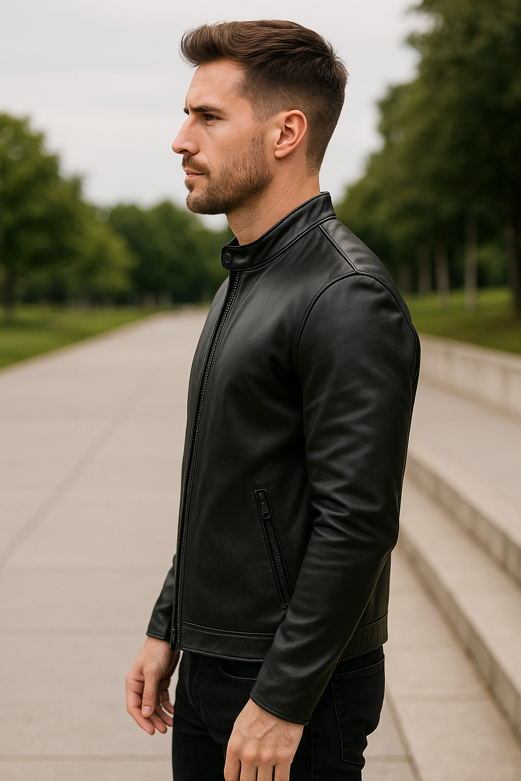 Leren Jas Voor Heren, Echte Schapenvacht Rundleren Jas, Klassieke Herfst En Winter Bikerstijl | VIQA VIQA© NEDERLAND