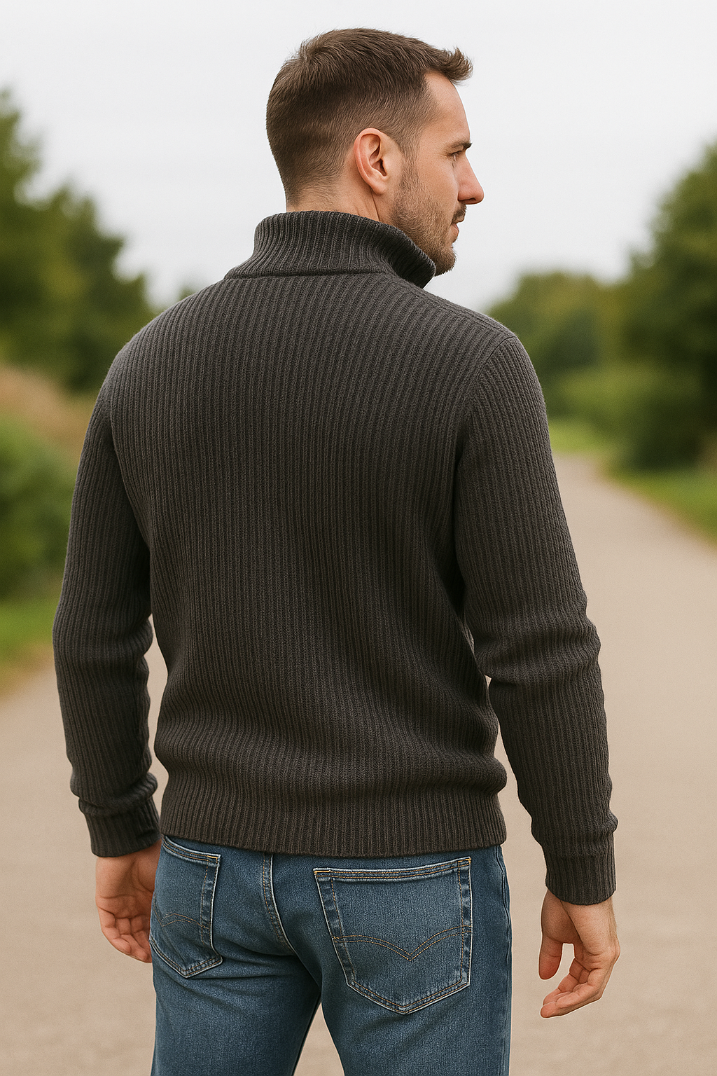 Heren V-hals Halve Rits Trui, Casual Losse Gebreide Pullover voor Herfst Winter Outdoor Werk | VIQA VIQA© NEDERLAND