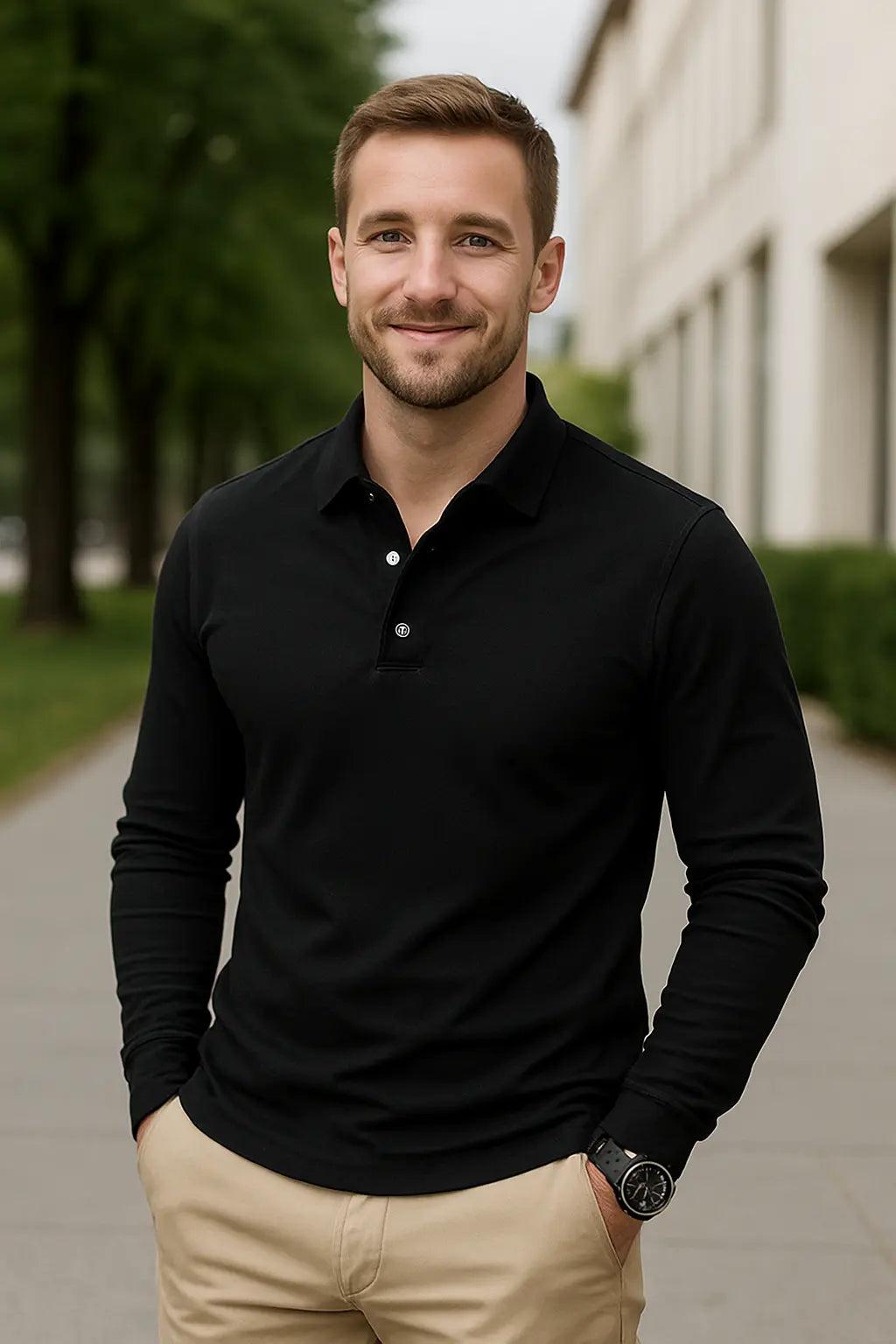 Effen Poloshirt Voor Heren, Aakelijke Casual Top Met Lange Mouwen, Reis- En Outdoor Vrijetijdskleding | VIQA VIQA© NEDERLAND