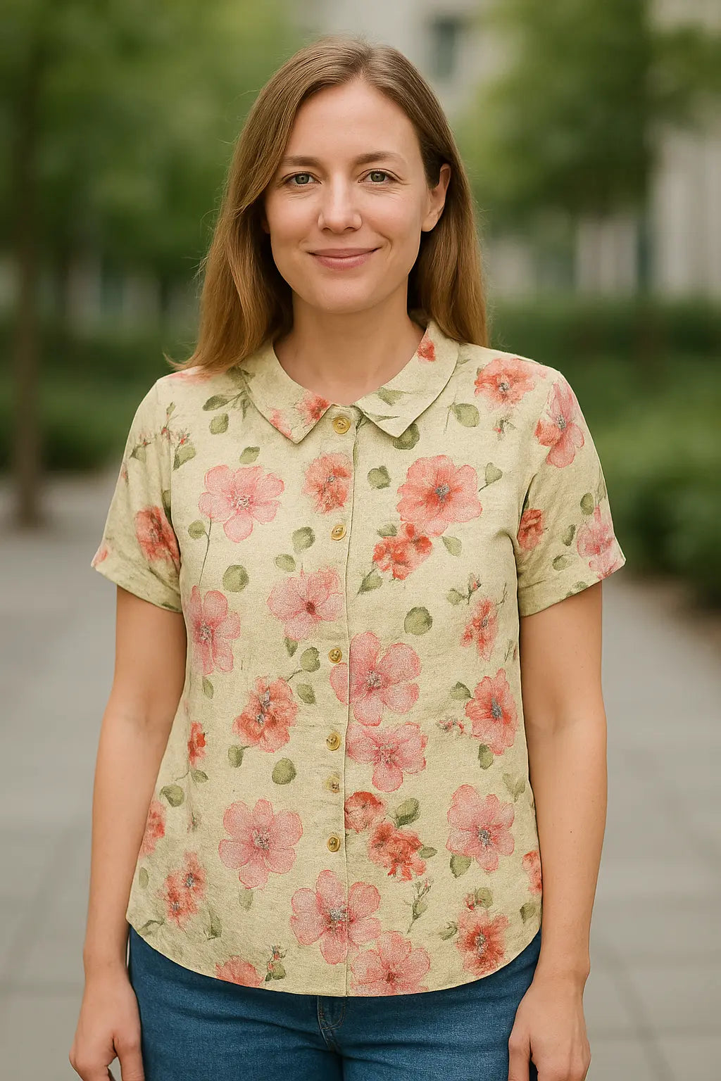 Dames Linnen Bloemen Shirt, Lichtgewicht Korte Mouw Kap Blouse Met Print, Casual Top | VIQA VIQA© NEDERLAND
