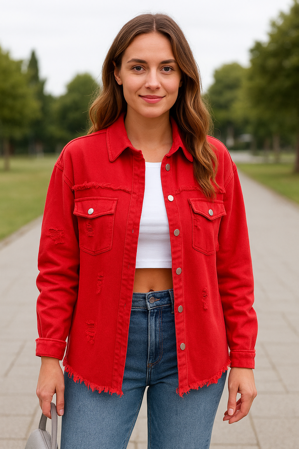 Spijkerjasje Voor Dames, Los Casual Jeancoat Met Onafgewerkte Randen En Distressed Gaten | VIQA VIQA© NEDERLAND