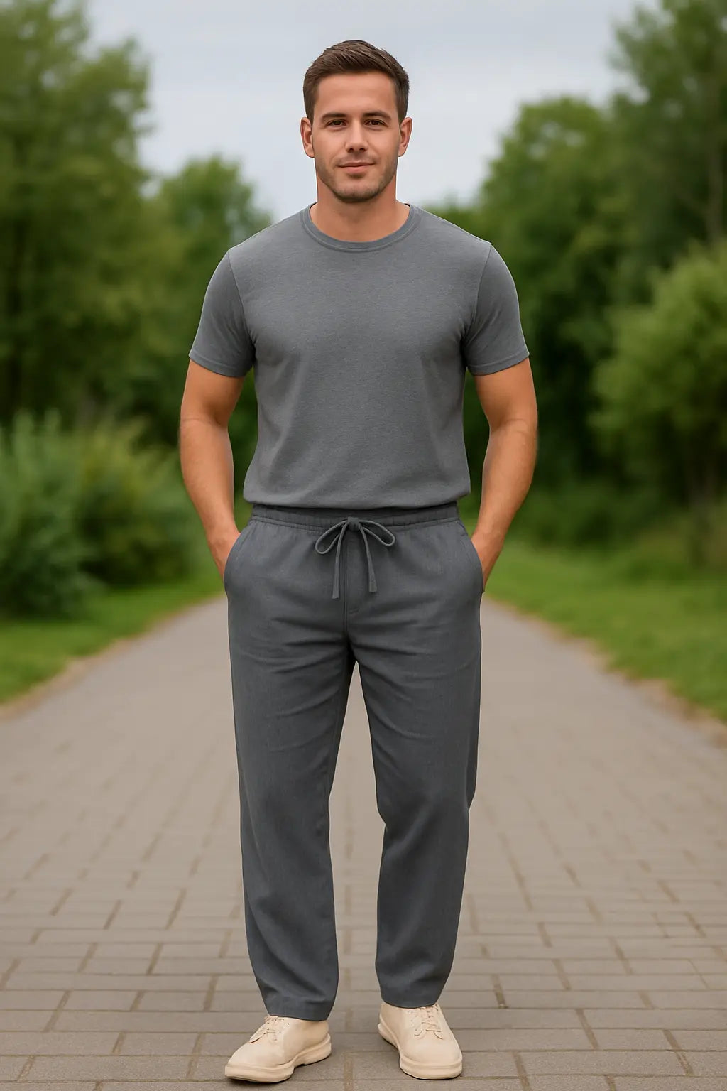 Heren Zomerbroek, Lichtgewicht Casual Broek Met Trekkoord En Rechte Pijpen | VIQA VIQA© NEDERLAND