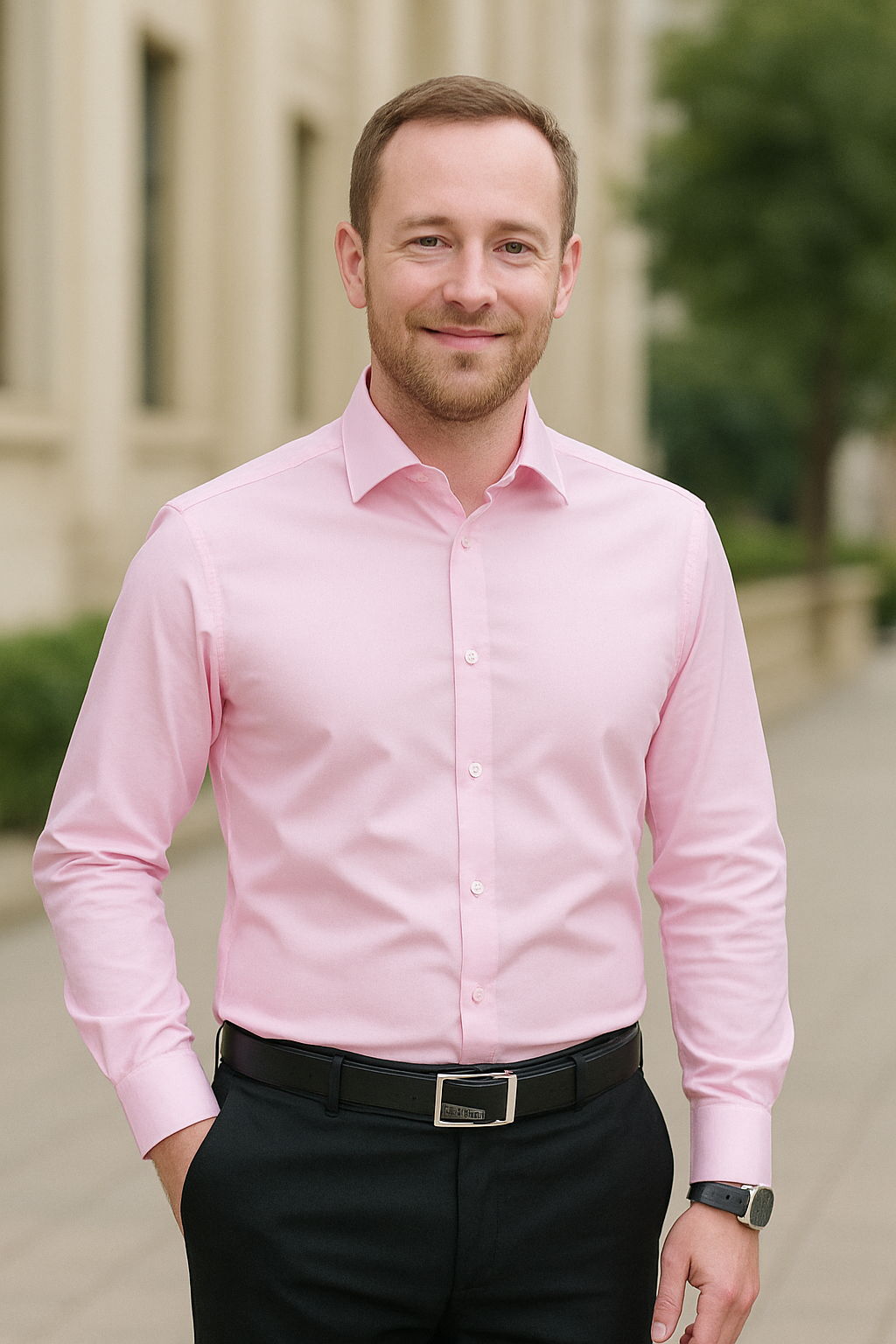 Heren Zakelijk Shirt, Effen Kleur Slim Pasvorm Lange Mouwen, Klassieke Casual Jurk Shirt | VIQA VIQA© NEDERLAND