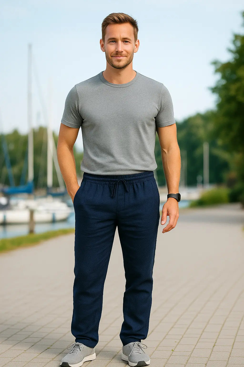 Heren Linnen Broek, Ademende Slim Pasvorm Broek, Casual Effen Kleur Casual Kleding | VIQA VIQA© NEDERLAND