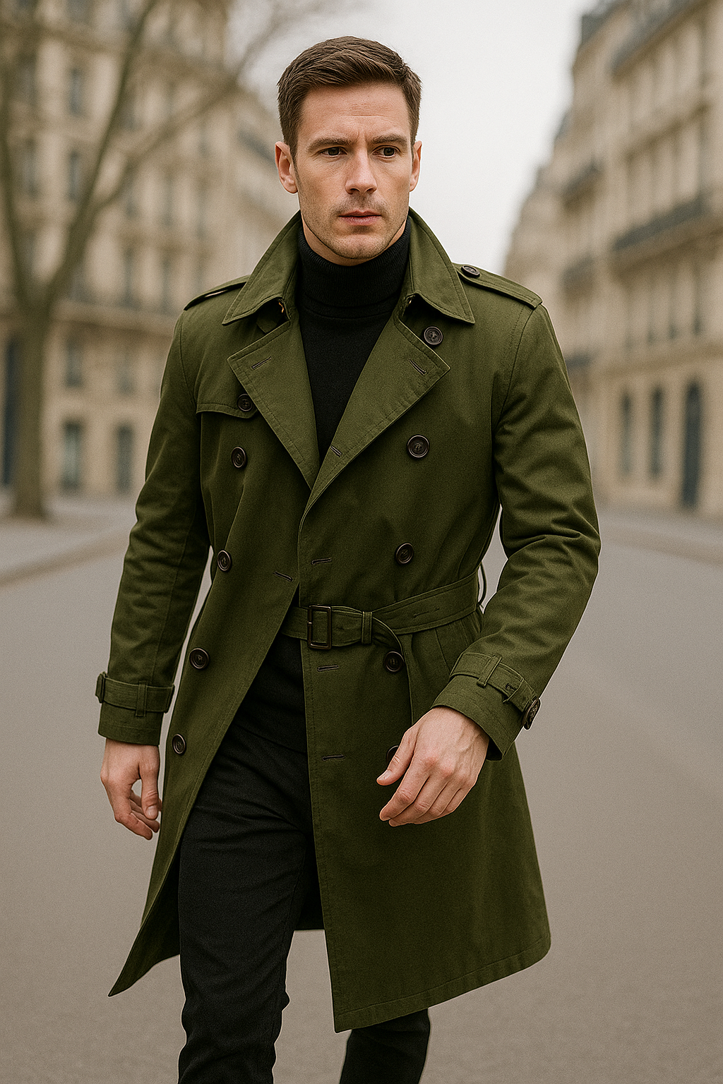 Heren Lange Trenchcoat, Overjas, Effen Kleur Casual Windjack | VIQA VIQA© NEDERLAND