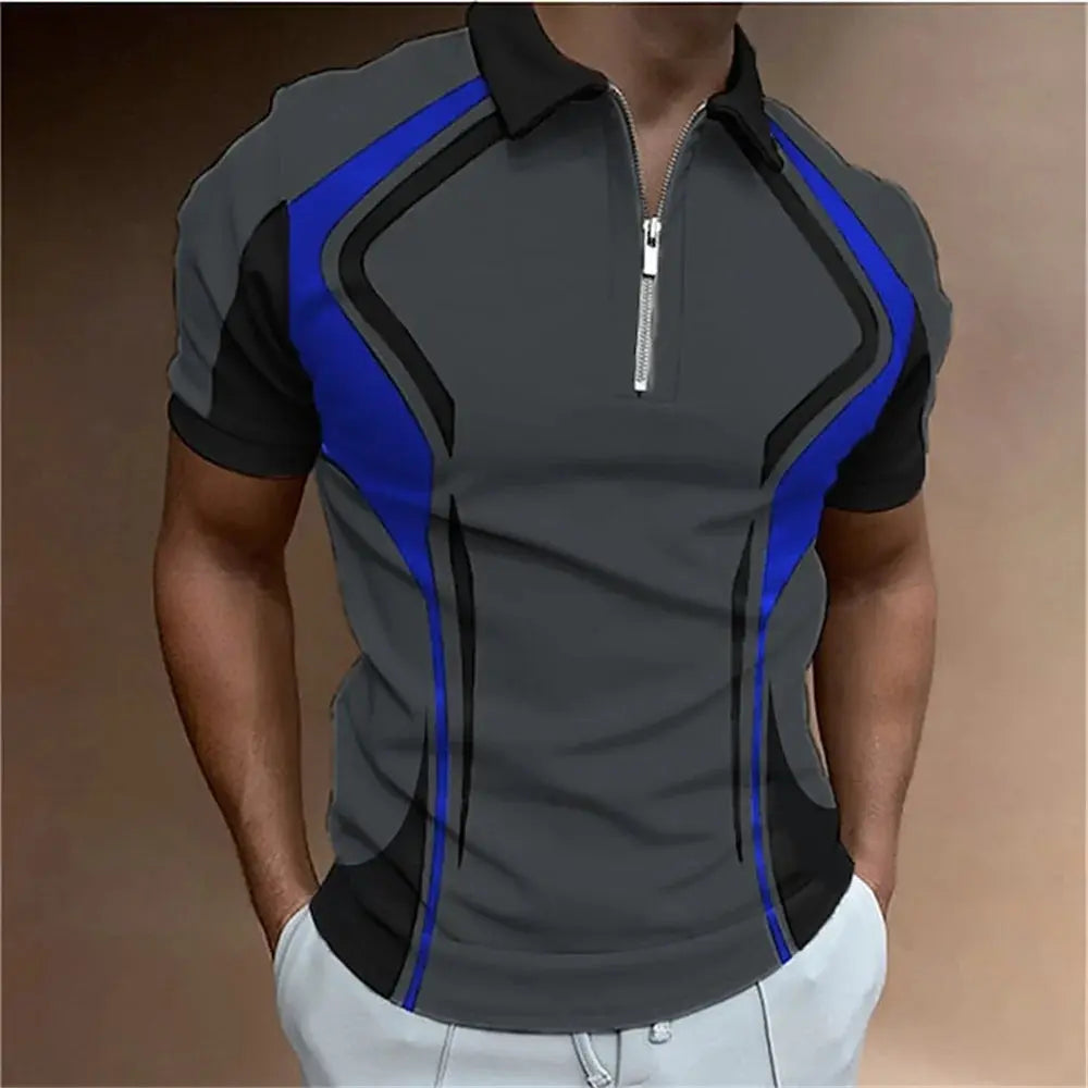 Luxe Polo Met Korte Mouwen Voor Heren VIQA© NEDERLANDGrijs-Blauw-3XL