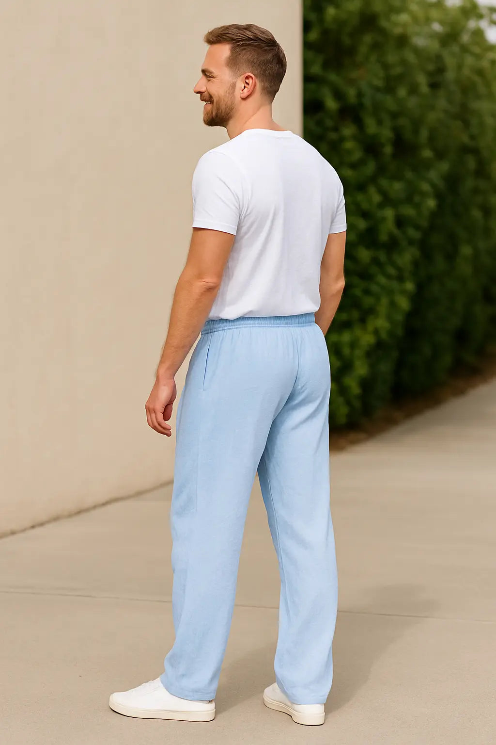 Heren Zomerbroek, Effen Kleur Katoenmix Casual Lange Broek, Los Ademend Strandgoed | VIQA VIQA© NEDERLAND