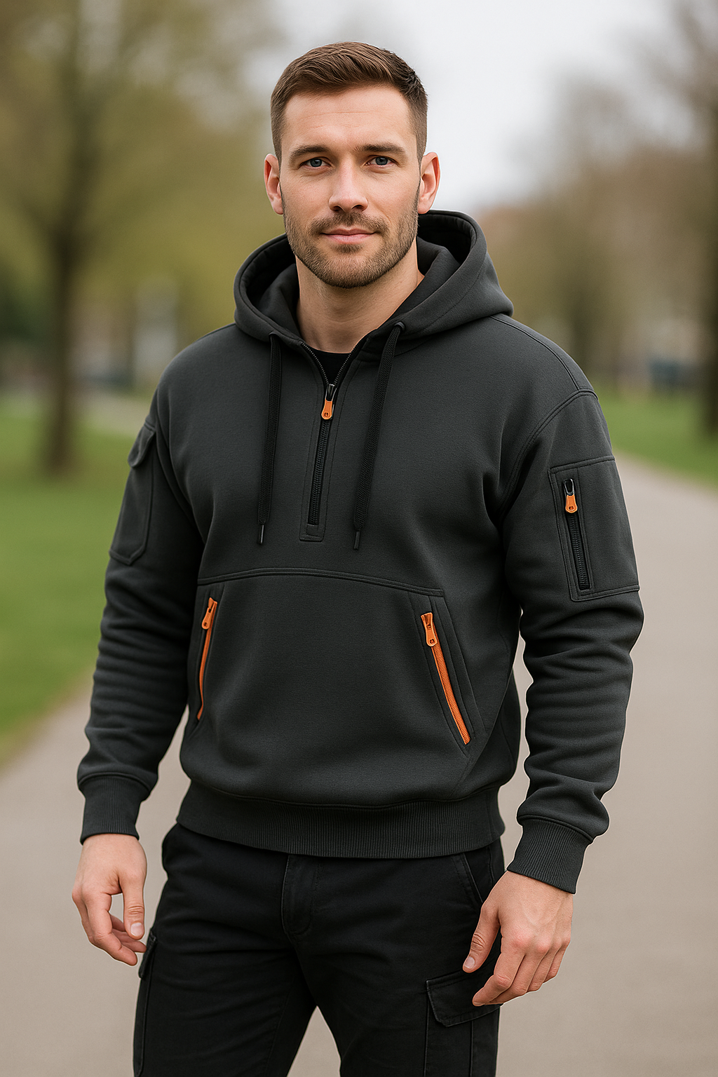 Heren Streetwear Hoodie, Staande Kraag Rits Pullover Lange Mouwen Sweatshirt Herfst Winter | VIQA VIQA© NEDERLAND