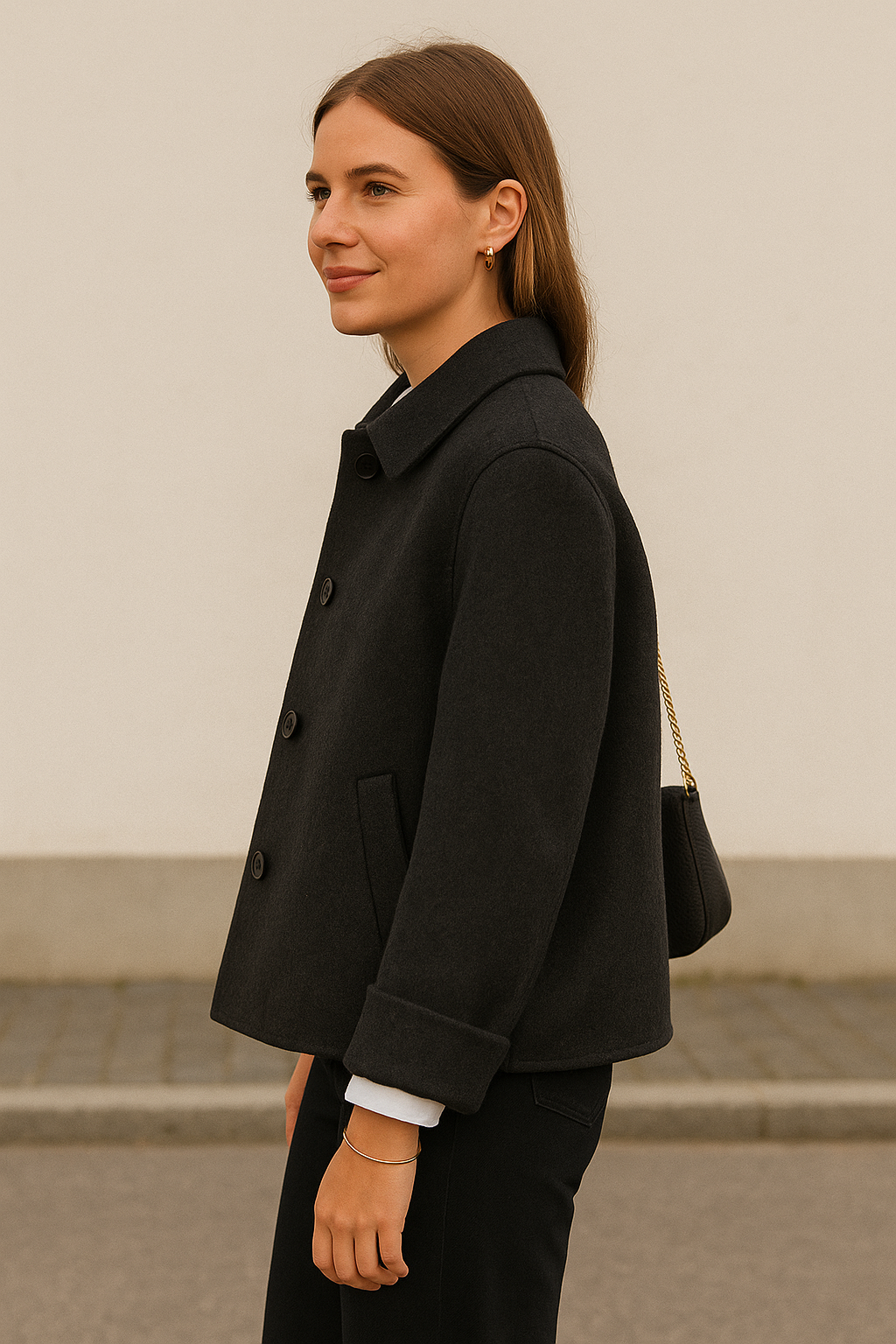 Wollen Damesjas, Effen Kort Knoopjasje, Herfstwinter Warme Bovenkleding | VIQA VIQA© NEDERLAND