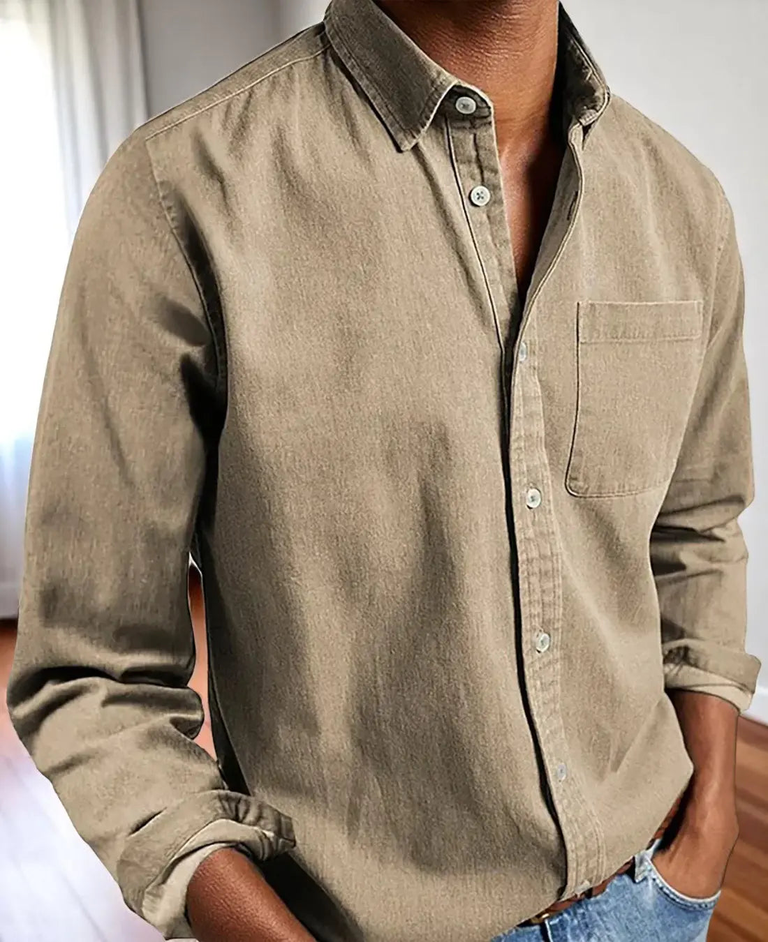 Heren Casual Linen Comfort Zomershirt Met Lange Mouwen VIQA© NEDERLANDBeige-2XL