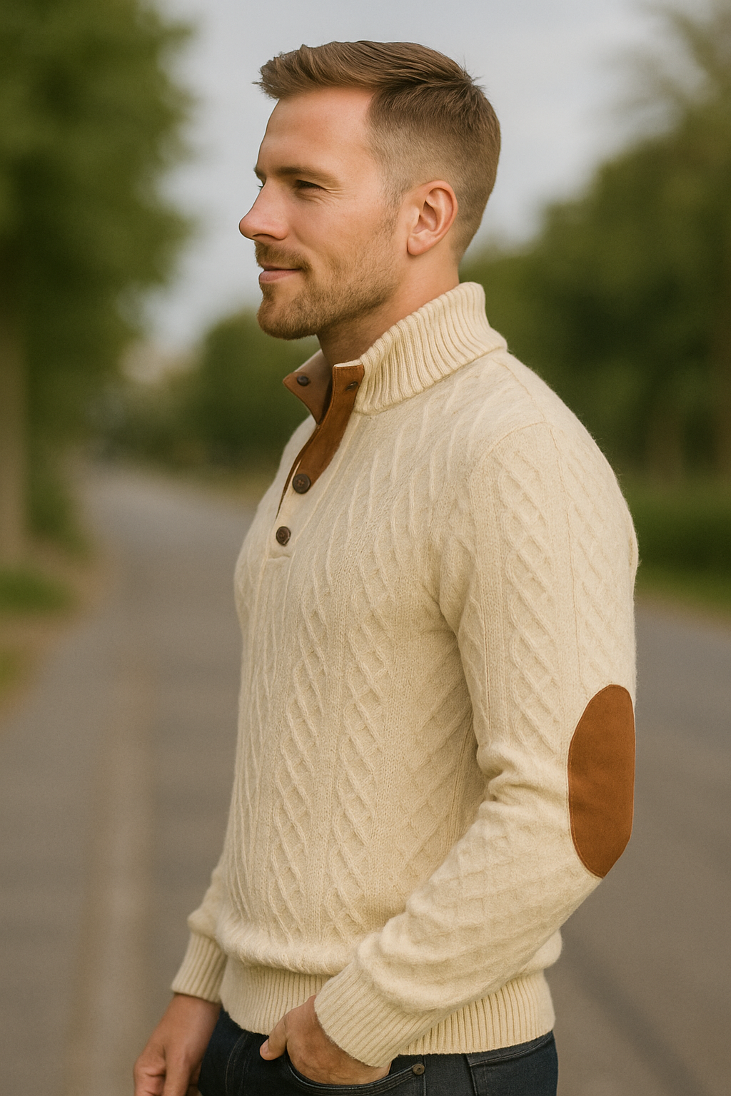 Gebreide Heren Trui Met Lange Mouwen En Staande Kraag, Casual Zakelijke Pullover | VIQA VIQA© NEDERLAND