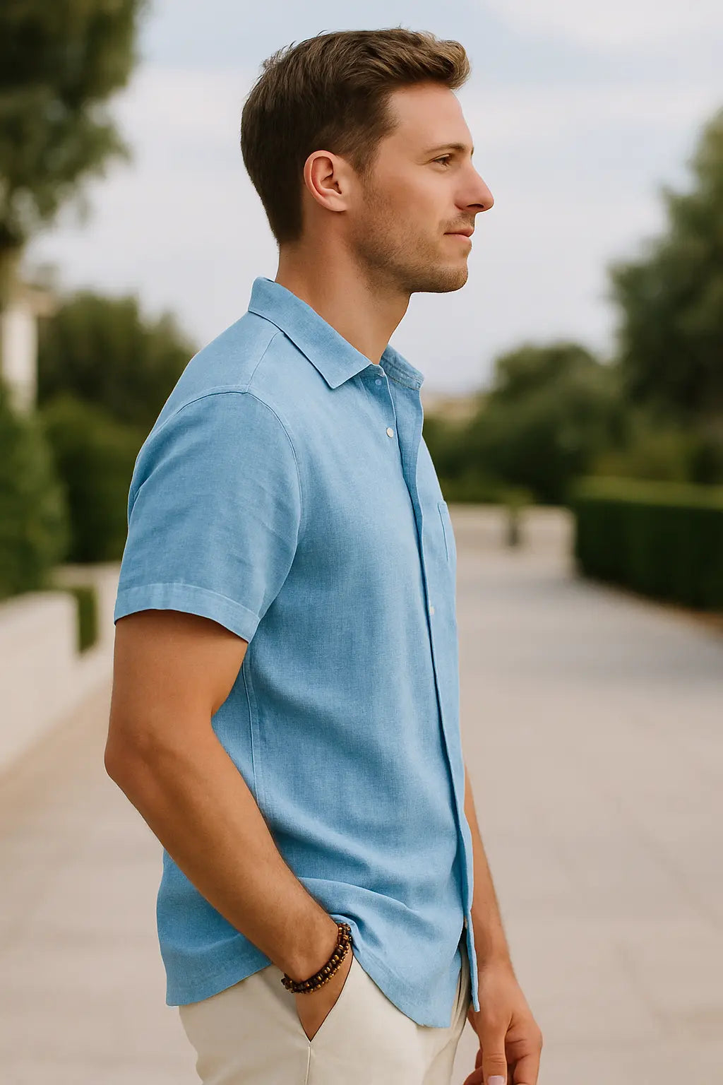 Heren Shirt Met Korte Mouwen, Zomerse Casual Strandkleding, Effen Kleur Gedraaide Kraag | VIQA VIQA© NEDERLAND