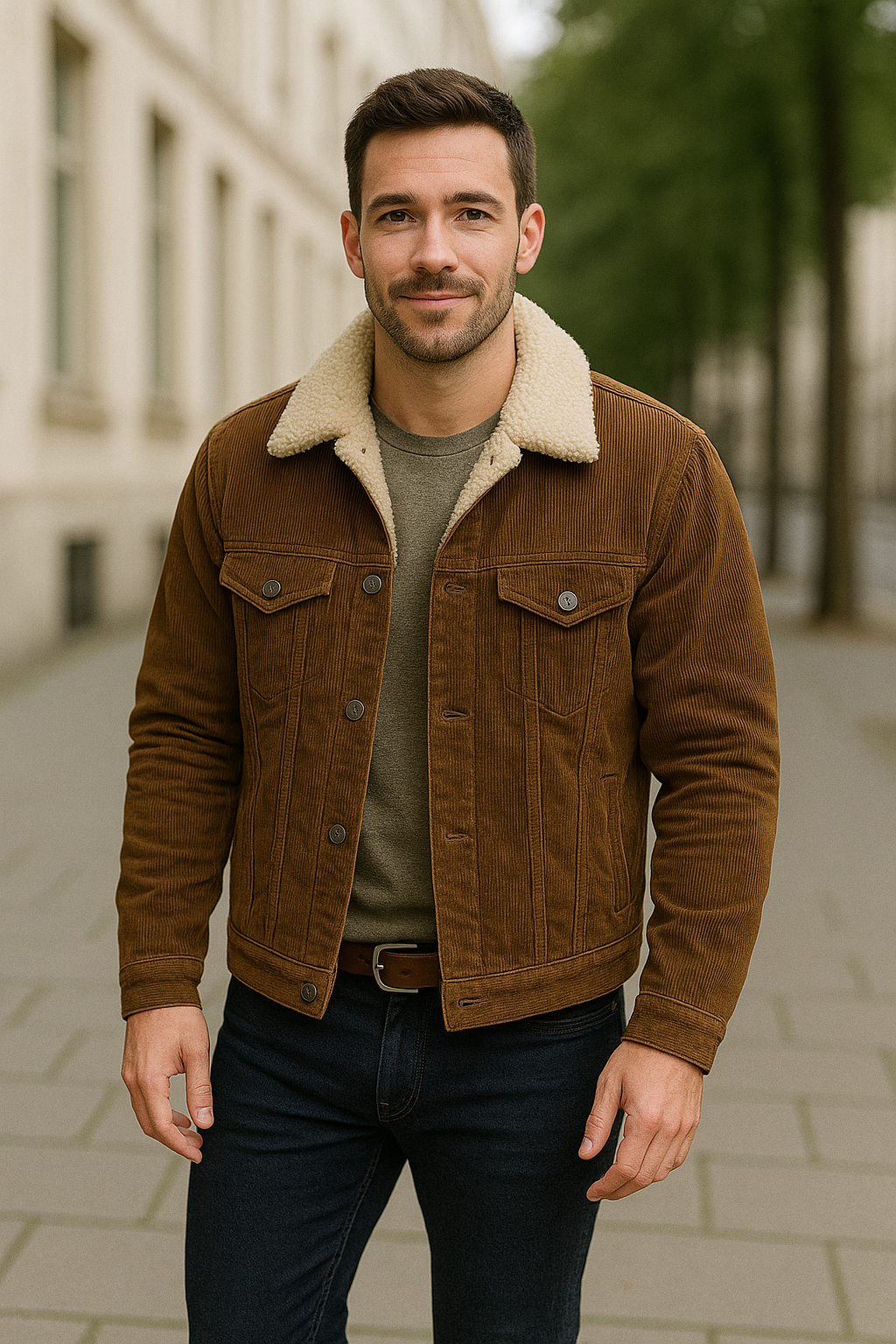 Heren Corduroy Jas, Sherpa Fleece Windjack, Dikke Warme Winterjas Met Meerdere Zakken | VIQA VIQA© NEDERLAND