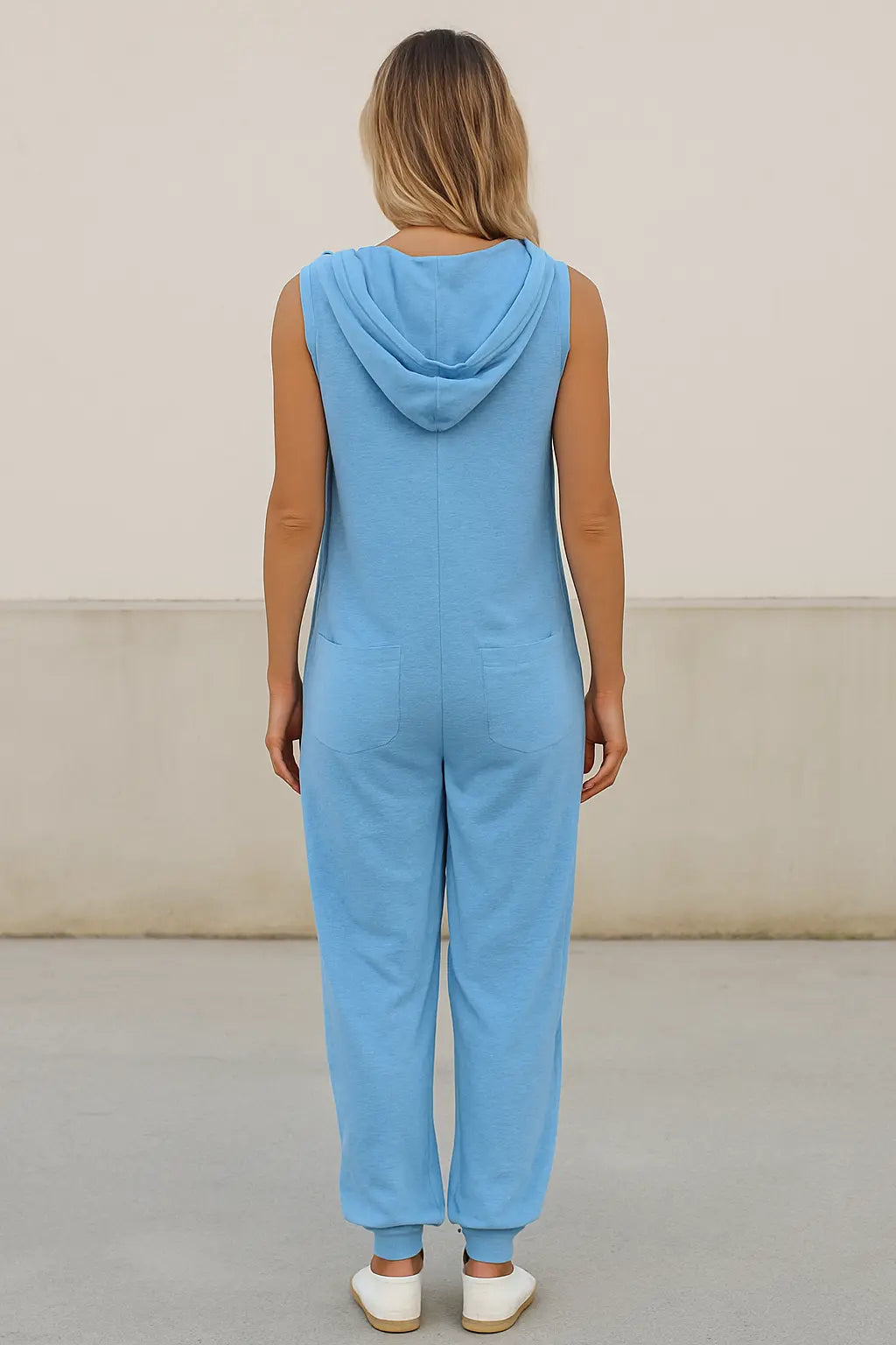 Dames Zomer Jumpsuit, Mouwloze Romper Met Capuchon, Effen Kleur Losvallend Model Met Knopen | VIQA VIQA© NEDERLAND