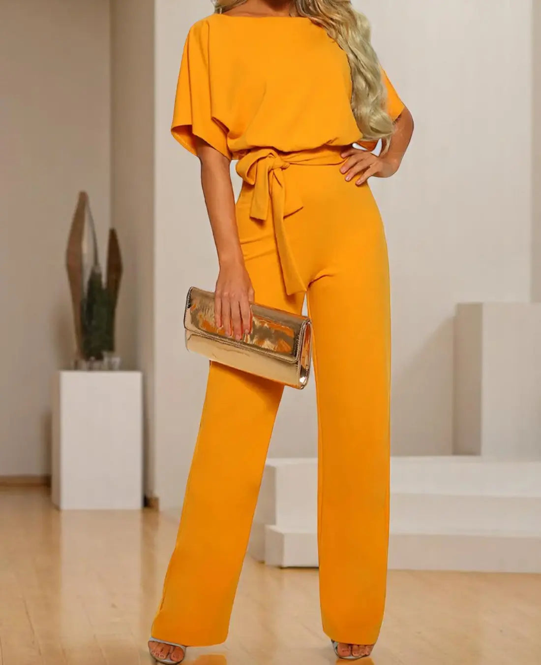 Dames Elegante Jumpsuit Met Korte Mouwen VIQA© NEDERLANDGeel-2XL