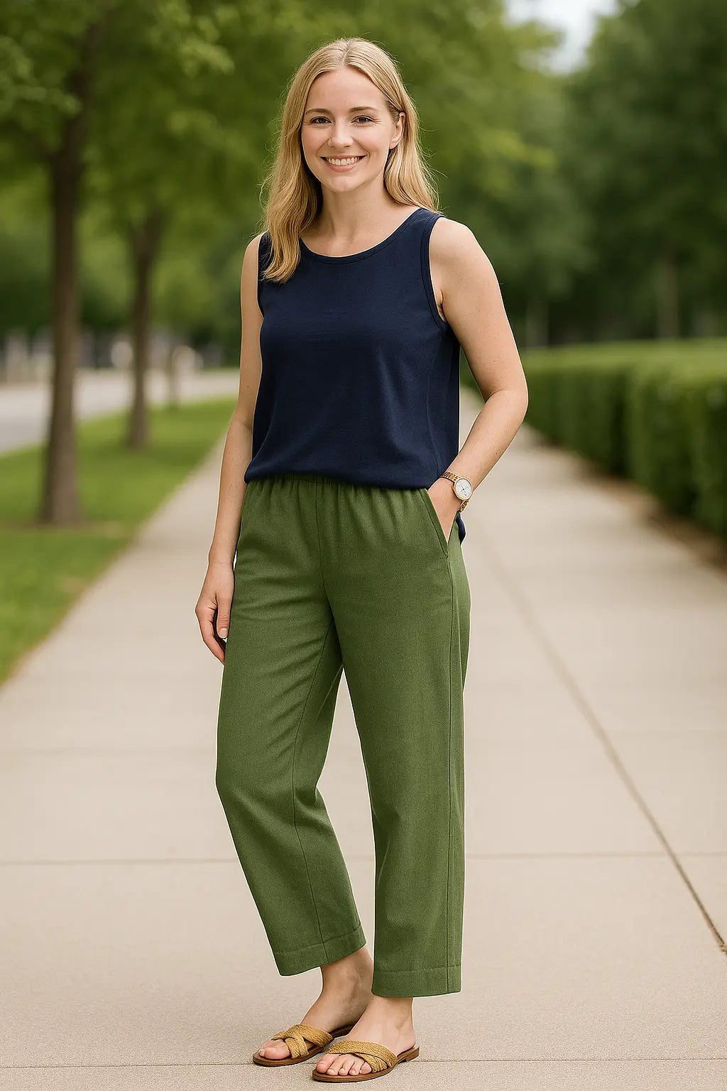 Dames Katoenen Linnen Broek, Losse Broek Met Zakken, Casual Zomerbroek | VIQA VIQA© NEDERLAND