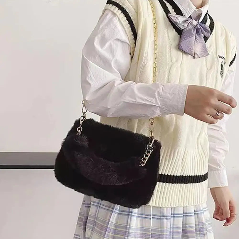 Dames Hand- En Schoudertas Van Pluche VIQA© NEDERLANDZwart