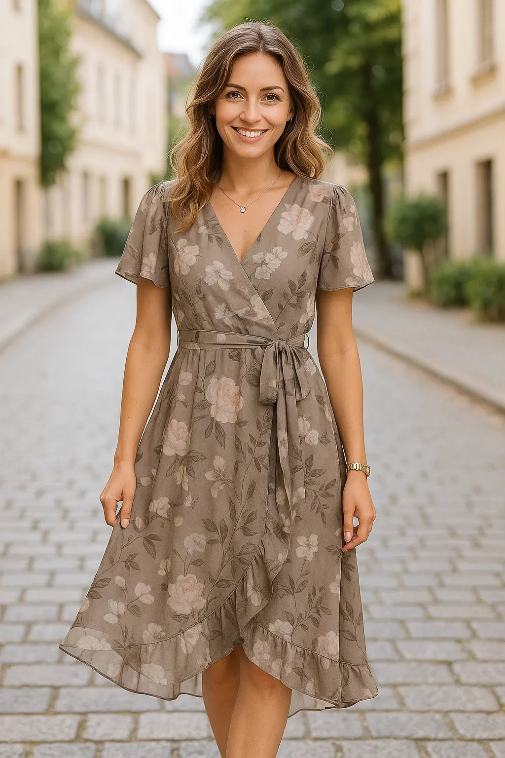 Dames Zomer Bloemen A-Lijn Jurk, Korte Mouwen Los Fit Lange Maxi Jurk Met Stippen | VIQA VIQA© NEDERLAND