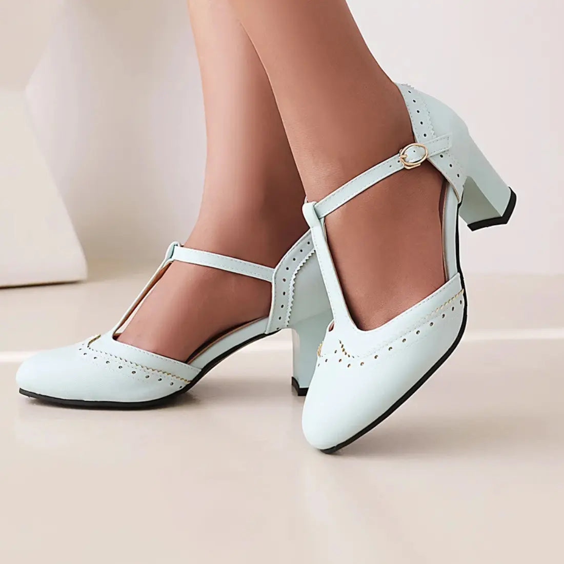 Dames Mary Jane Hakken, Lage Hak Ronde Teen Dress Schoenen Met Gesp Strap | VIQA VIQA© NEDERLANDBlauw / 43