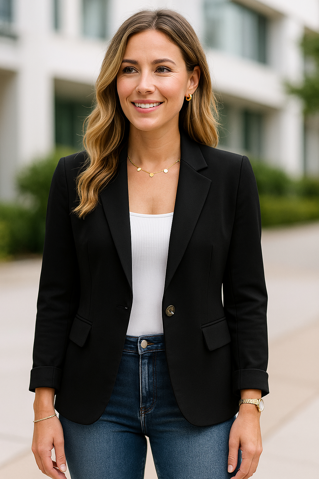 Blazerjas Voor Dames, Zakelijke Jas Met Lange Mouwen En Revers, Casual Elegante Effen Bovenkleding | VIQA VIQA© NEDERLAND