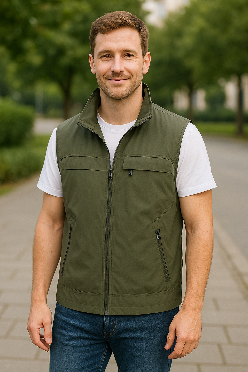 Sneldrogend Mouwloos Vest Met Meerdere Zakken Voor Heren, Casual Vest Met Opstaande Kraag Voor Buitengebruik | VIQA VIQA© NEDERLAND