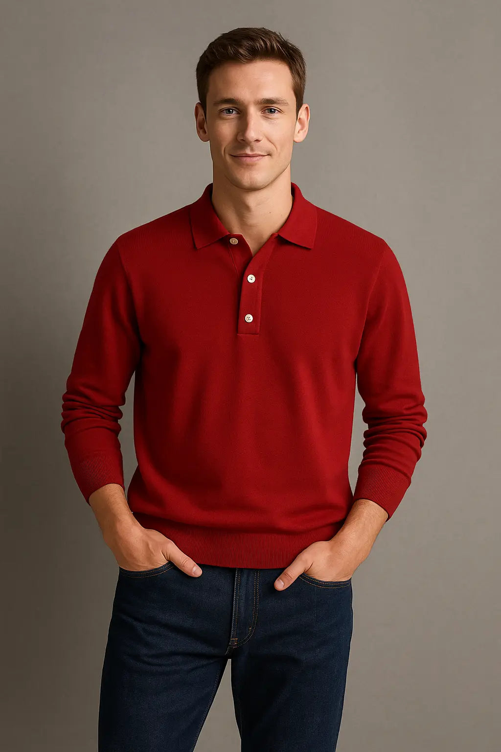 Darren Heren Zomerpolo Met Lange Mouwen VIQA© NEDERLANDRood-2XL