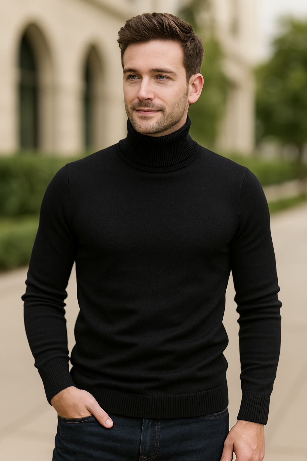 Heren Coltrui, Slim Pasvorm Effen Kleuren Trui, Warme Winter Hoge Hals Lange Mouwen Top | VIQA VIQA© NEDERLAND