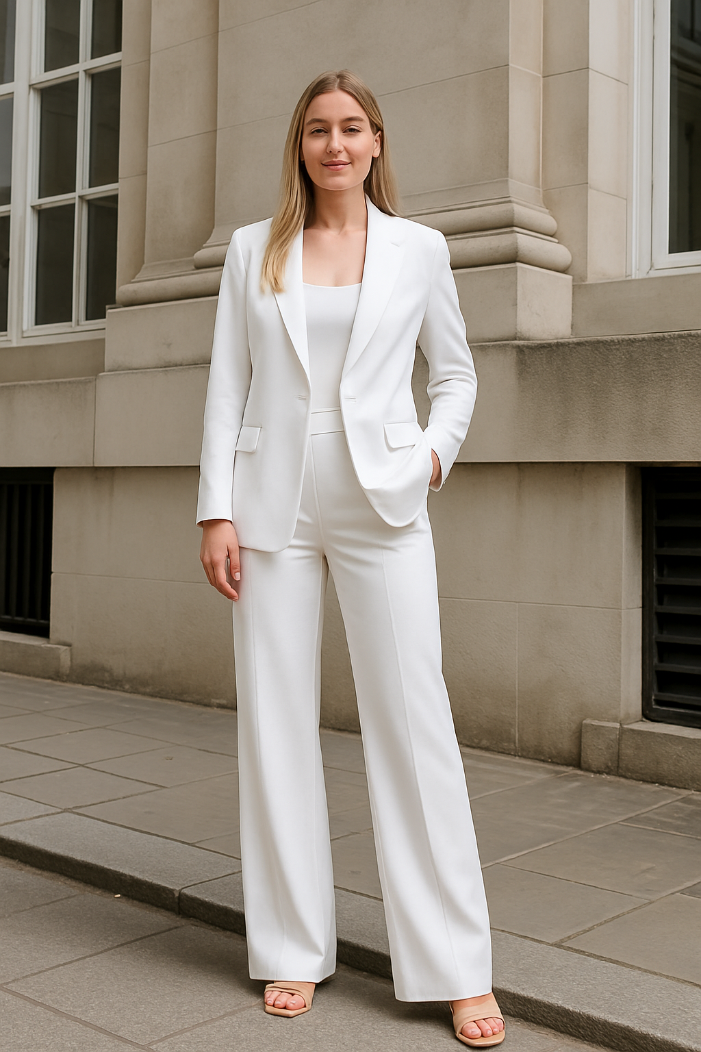 Elegante Tweedelige Set Met Lange Mouwen En Rechte Broek Voor Dames Tweedelig Pak | VIQA VIQA© NEDERLAND