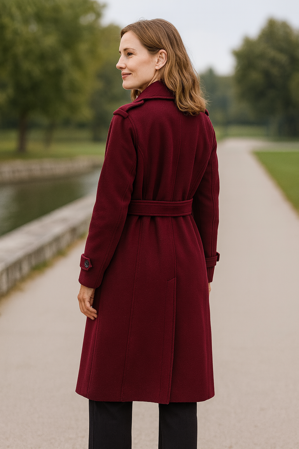 Elegante Bordeauxrode Trenchcoat voor Dames, Dubbel Geknoopt Windjack Met Riem Herfst Outerwear | VIQA VIQA© NEDERLAND