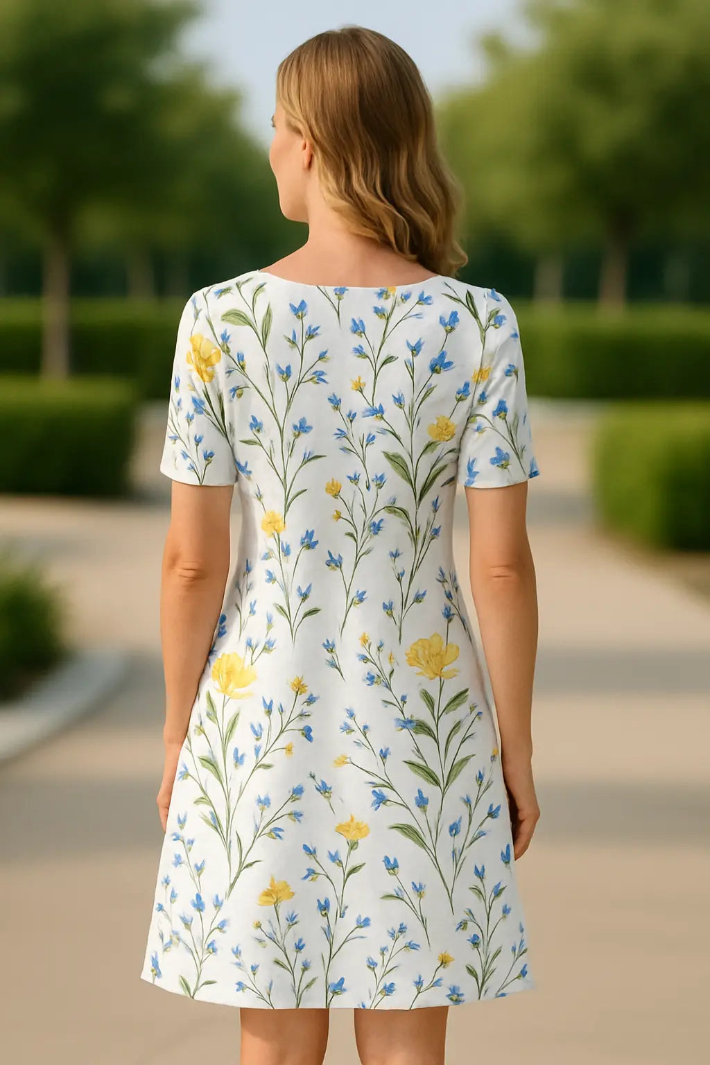 Dames Bloemen Midi Jurk, Zomer Ronde Hals Korte Mouwen Casuele Homewear | VIQA VIQA© NEDERLAND