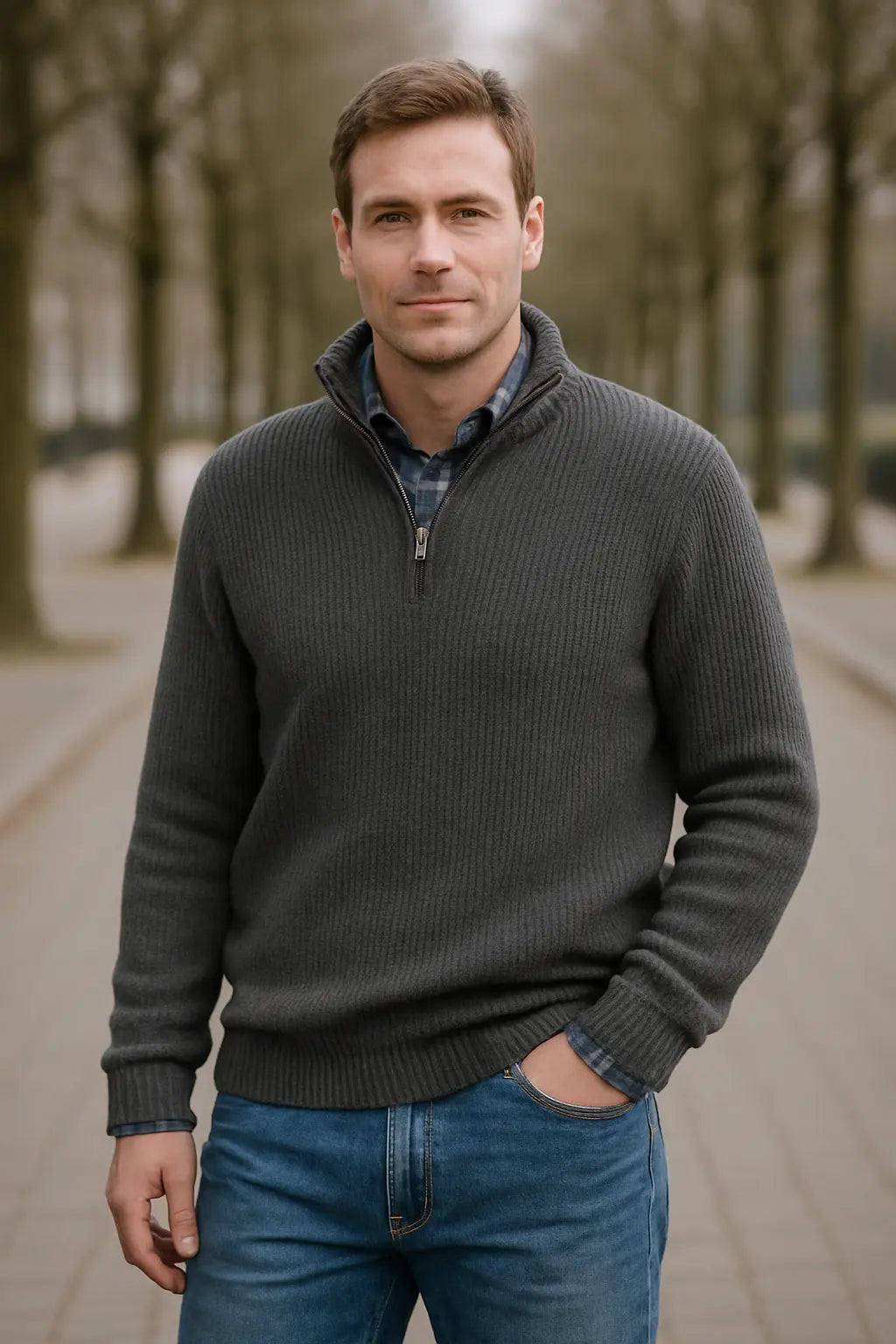 Heren Trui Met Ritskraag, Retro Losvallende Gebreide Trui, Comfortabele Casual Trui Voor Herfst En Winter | VIQA VIQA© NEDERLAND