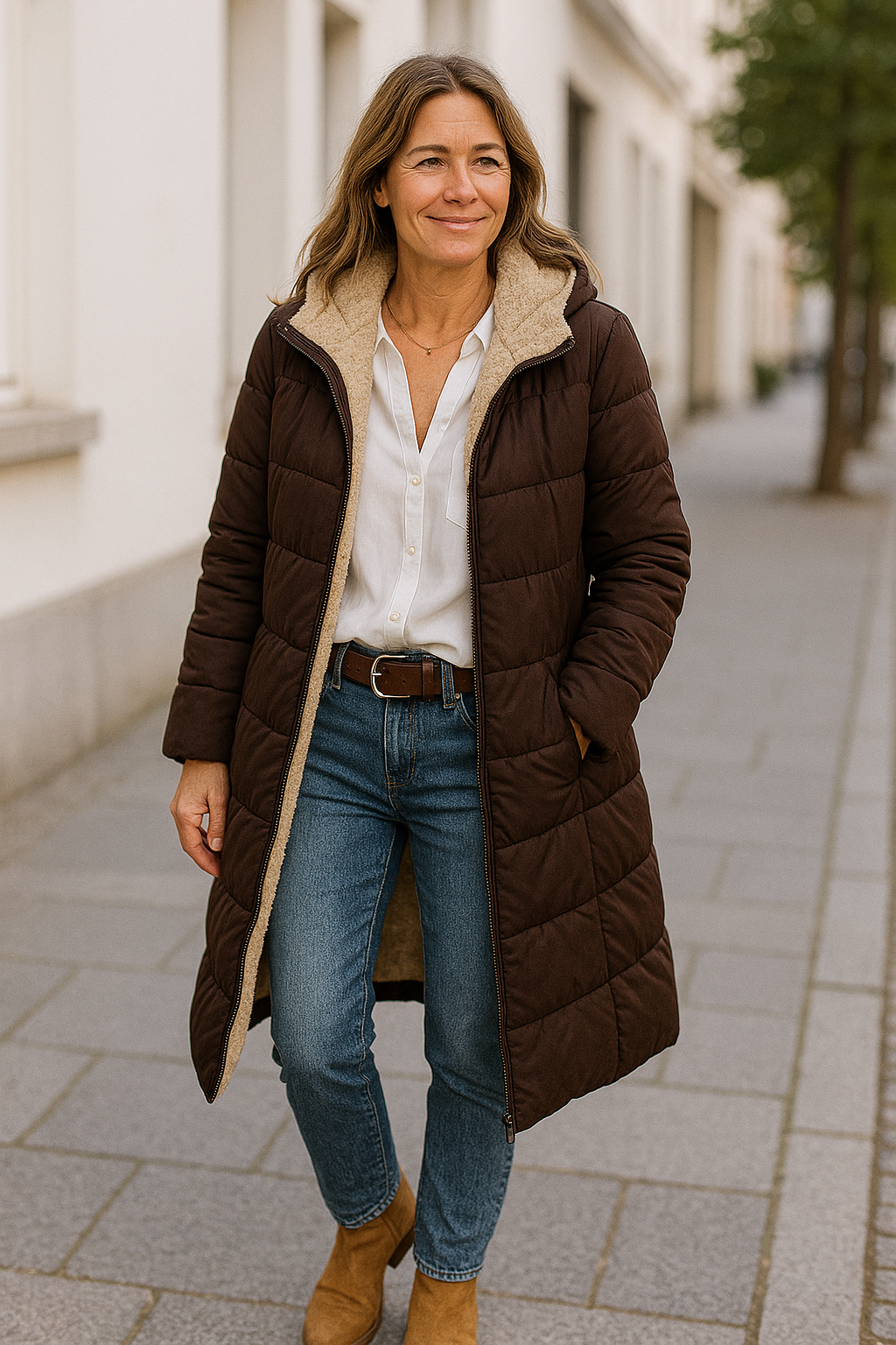 Dubbelzijdige Jas Met Capuchon Voor Dames, Lange Trendy Winterjas Voor Woon-Werkverkeer | VIQA VIQA© NEDERLAND