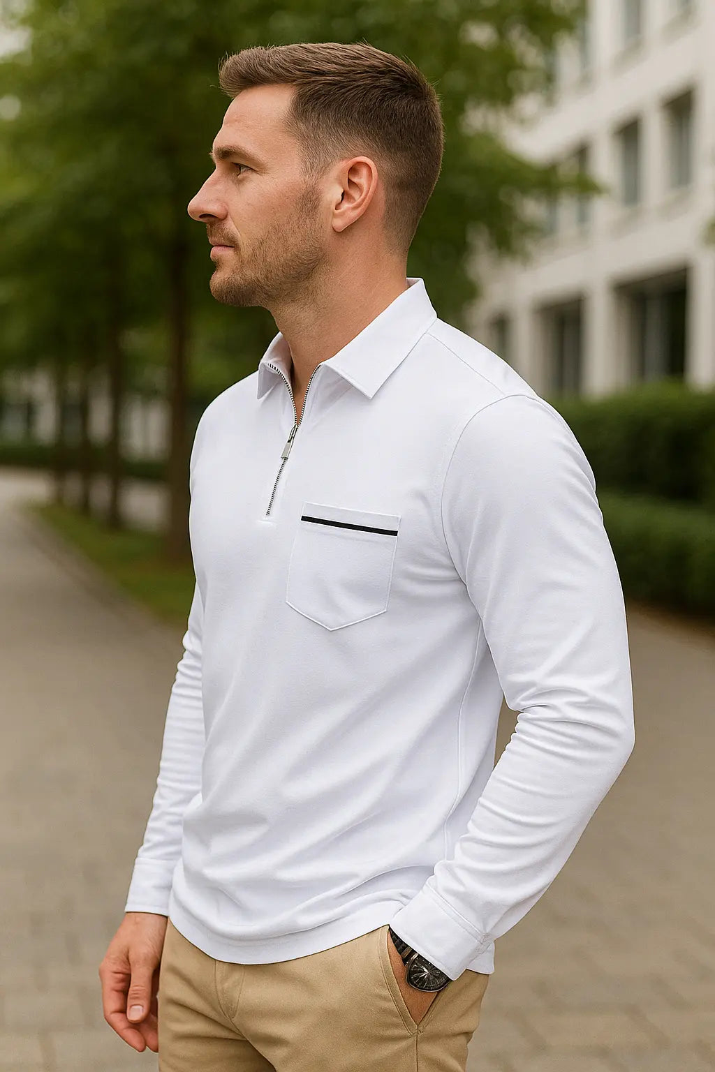 Heren Lange Mouwen Poloshirt, Hoge Kwaliteit Business Casual Kap Met Zak, Lente Herfst Slijtage | VIQA VIQA© NEDERLAND