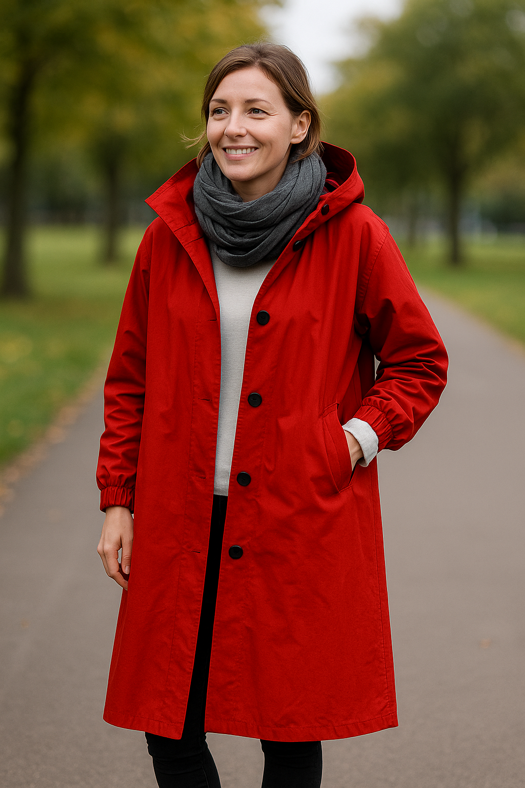 Lange Trenchcoat Voor Dames, Effen Gekleurde Windjack Met Capuchon, Elegante Losse Regenjas VIQA VIQA© NEDERLAND