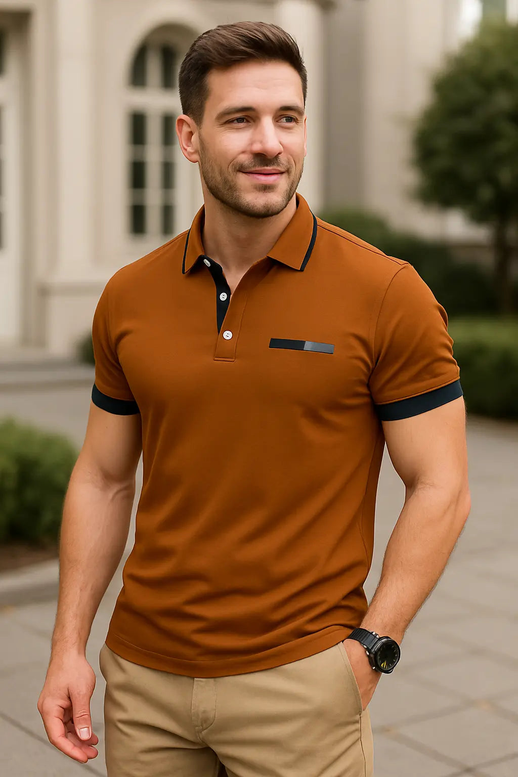 Gespierde Pasvorm Herenpolo Met Korte Mouwen VIQA© NEDERLAND