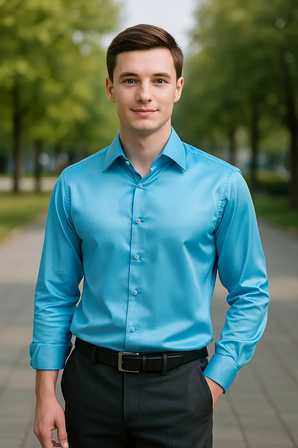 Heren Glanzend Satijn Luxe Overhemd VIQA© NEDERLAND