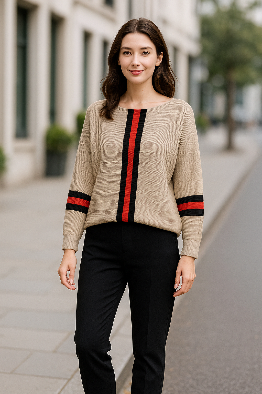 Verticale Streep Trui Voor Dames, Losvallende Korte Mouw Casual Top | VIQA VIQA© NEDERLAND