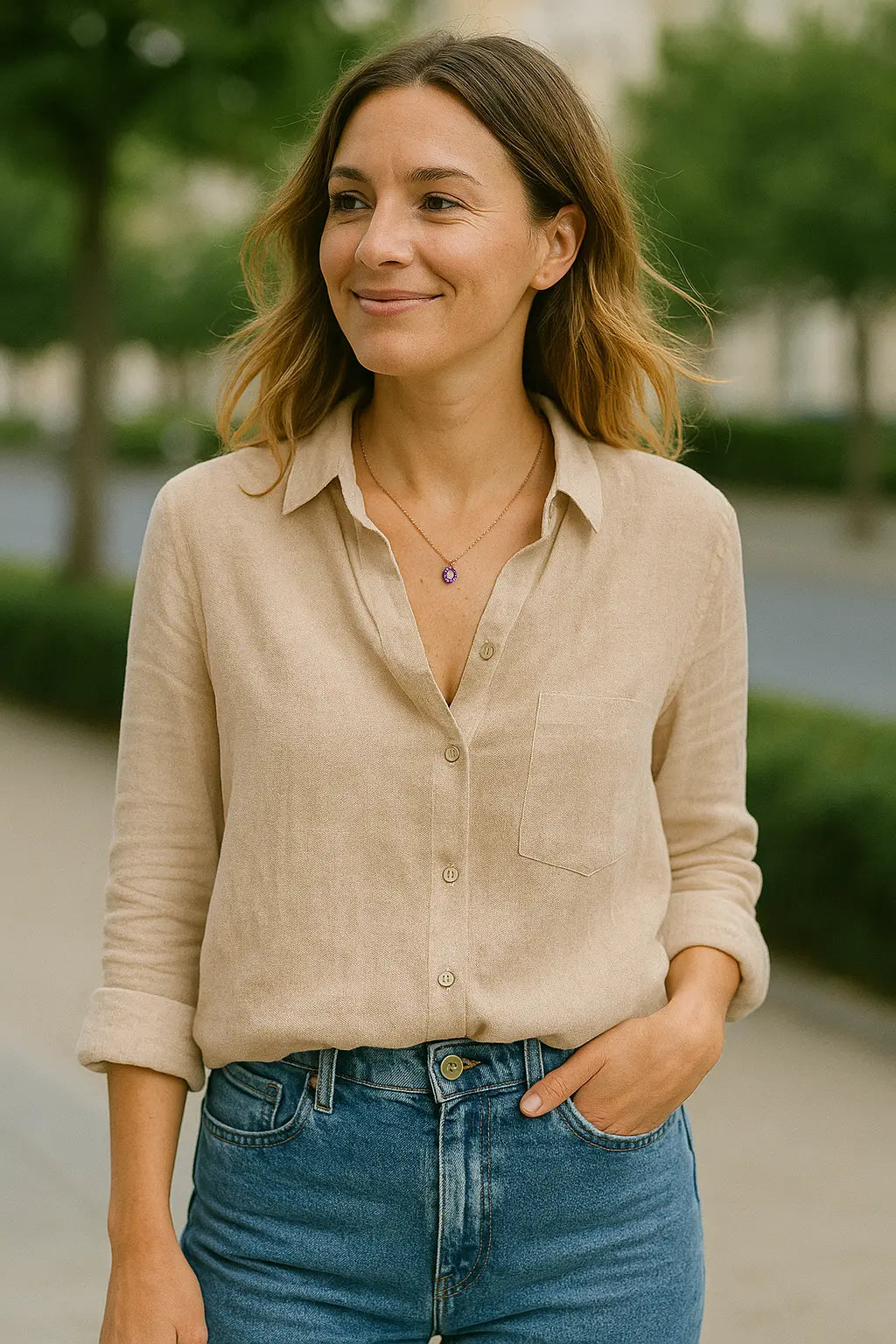 Dames Overhemd Van Katoen-Linnen Met Lange Mouwen, Casual Polo Losvallende Pasvorm | VIQA VIQA© NEDERLAND