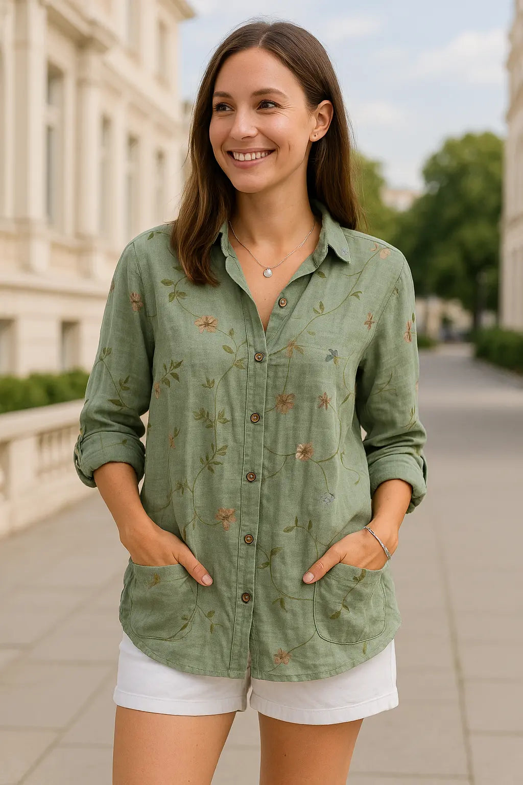 Dames Bloemen Lang Shirt, Zomertrend Halve Mouwen Gedrukte Blouse, Casual Patroon Top | VIQA VIQA© NEDERLANDGroen / 2XL