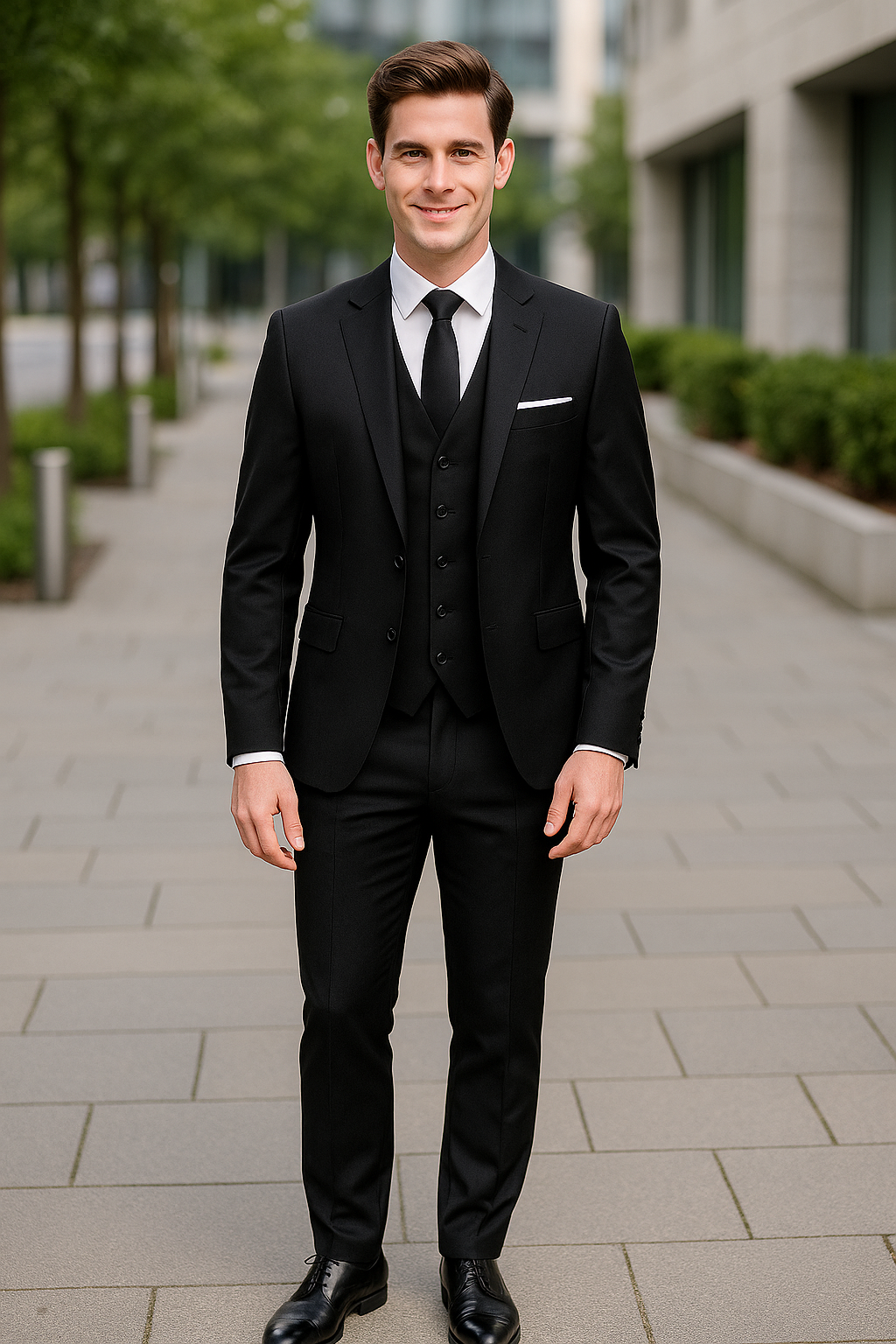 3-Delig Trouwpak Voor Heren, Slim Pasvorm Bruidegom Smoking Met Jasje, Broek En Vest, Op Maat Gemaakt Formeel Pak | VIQA VIQA© NEDERLAND