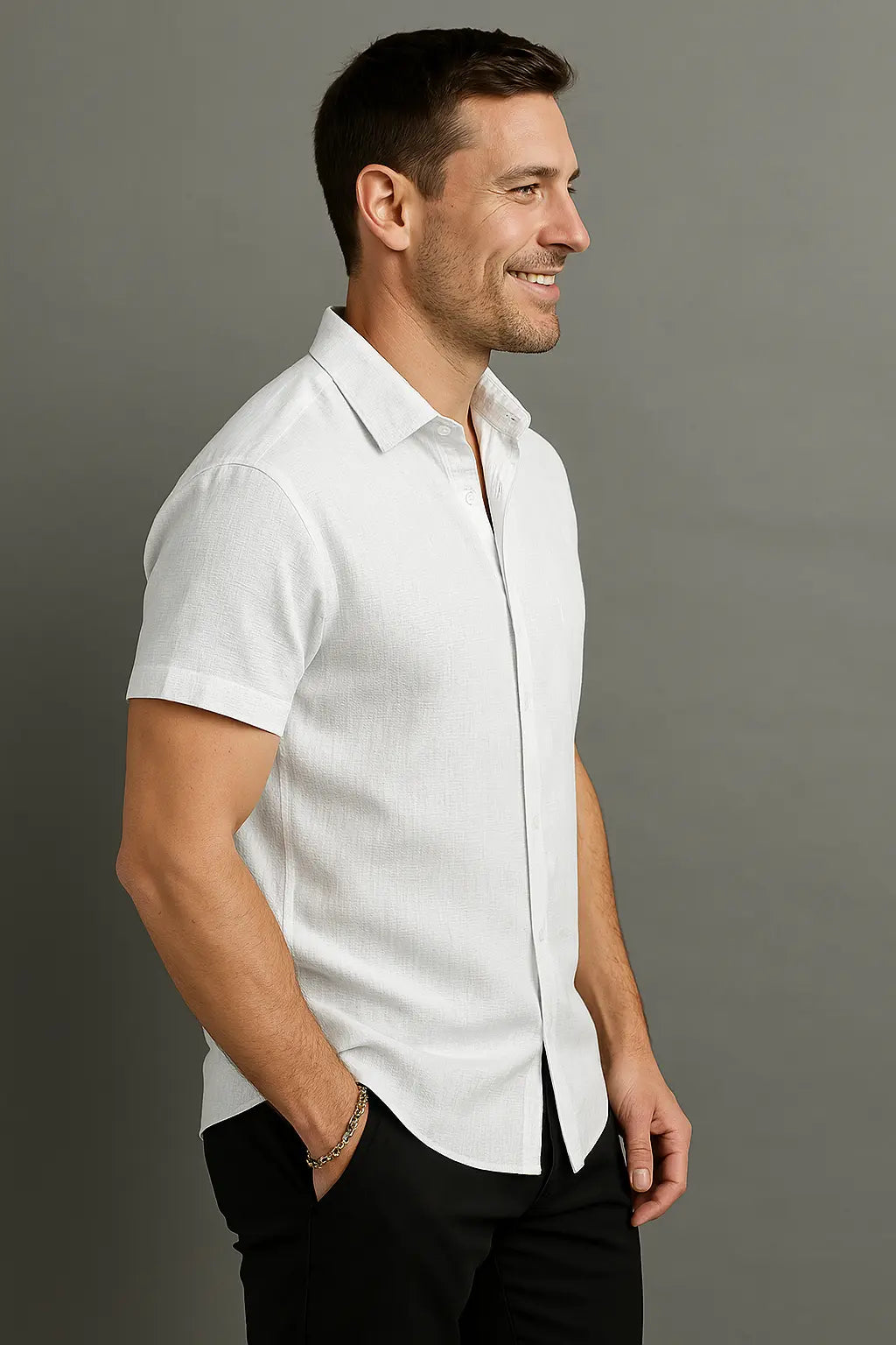 Nico Heren Zomer Ademend Linnen Overhemd Met Knoopsluiting VIQA© NEDERLAND